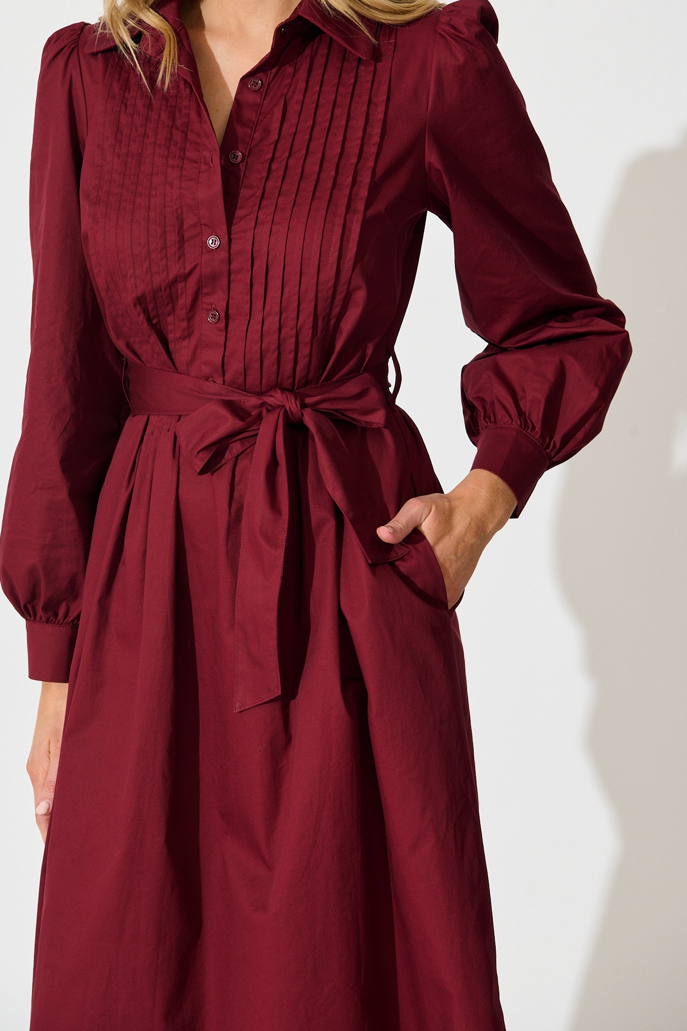 Ellery Midi Dress in Wine Cotton