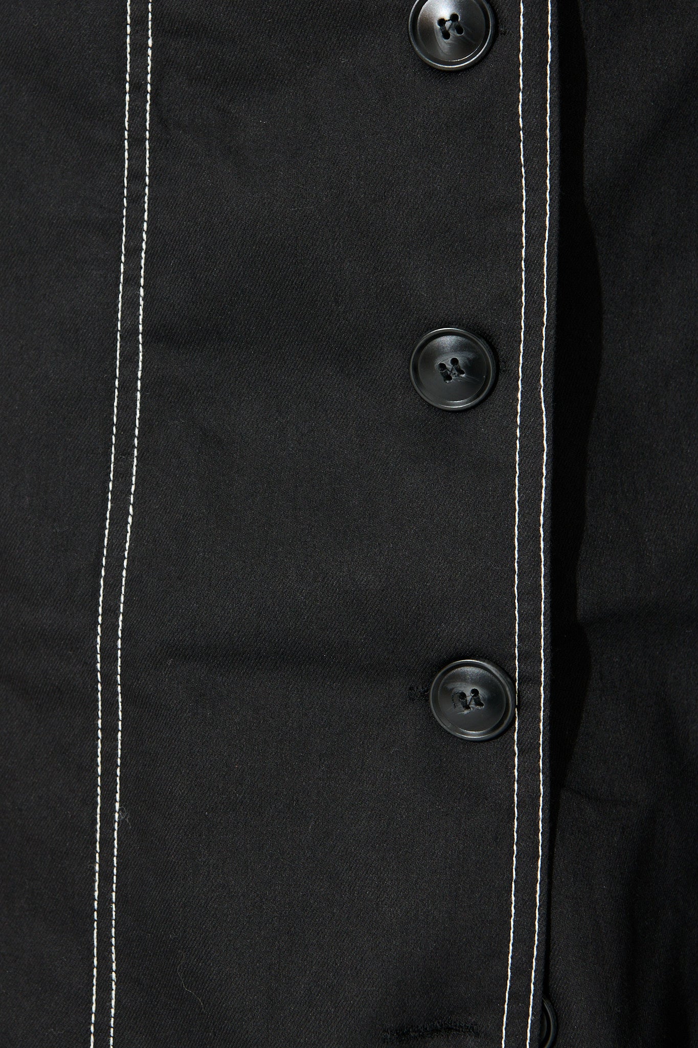 Jules Coat in Black with Contrast Stitch Cotton Blend