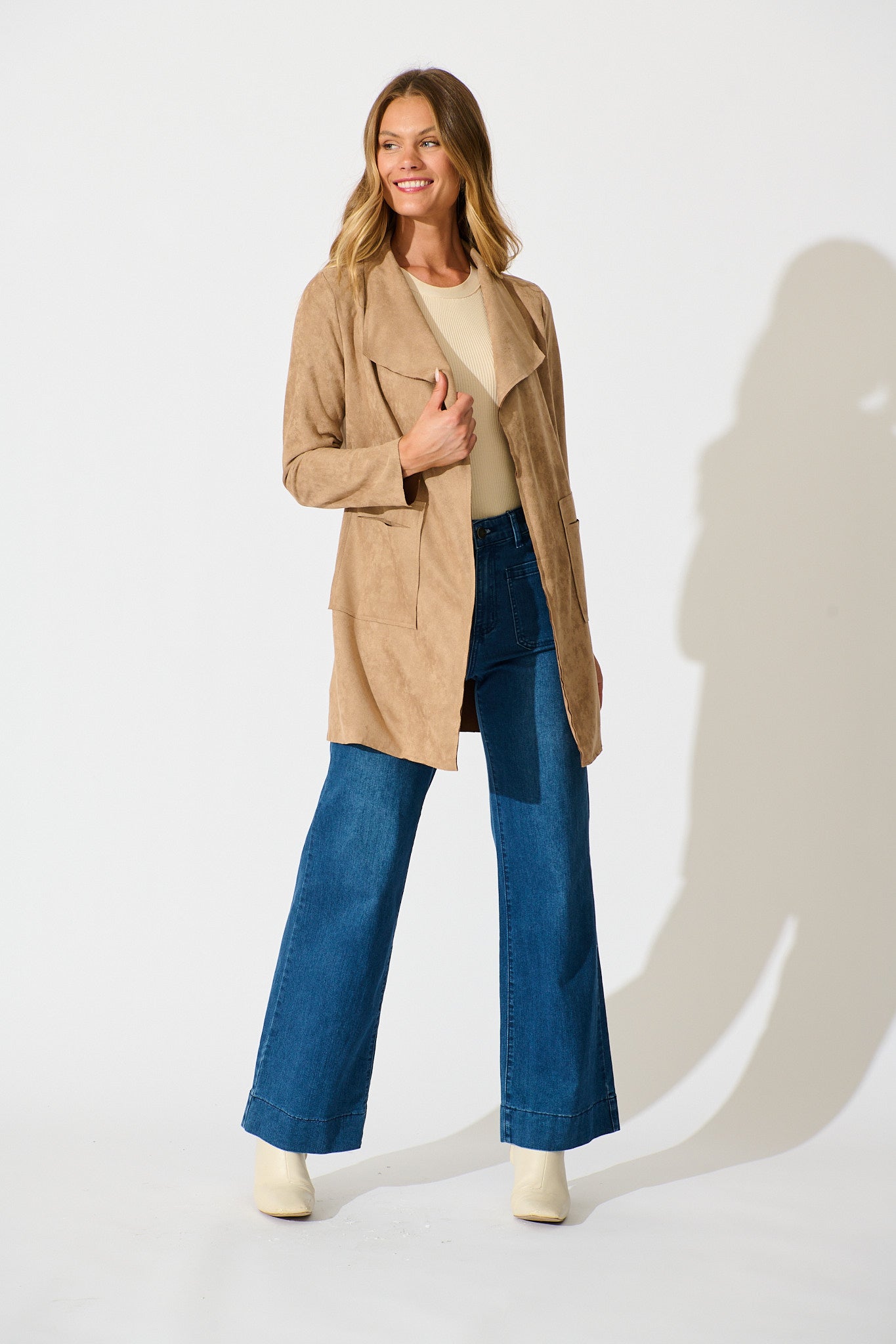 Rowan Jacket in Light Brown Suedette
