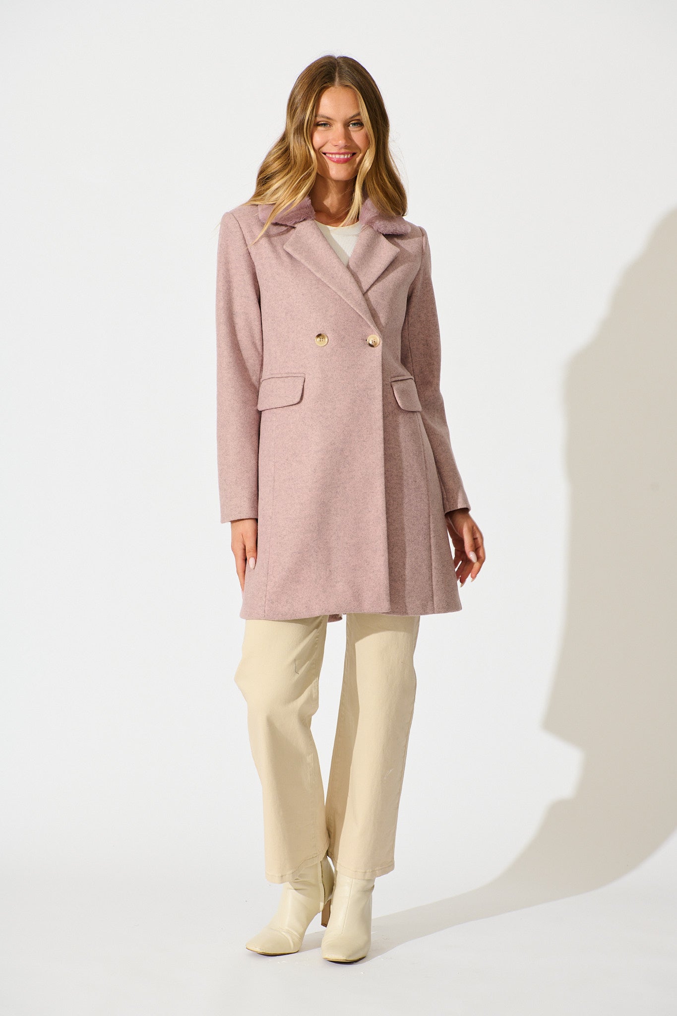Aretha Coat in Pink Marle