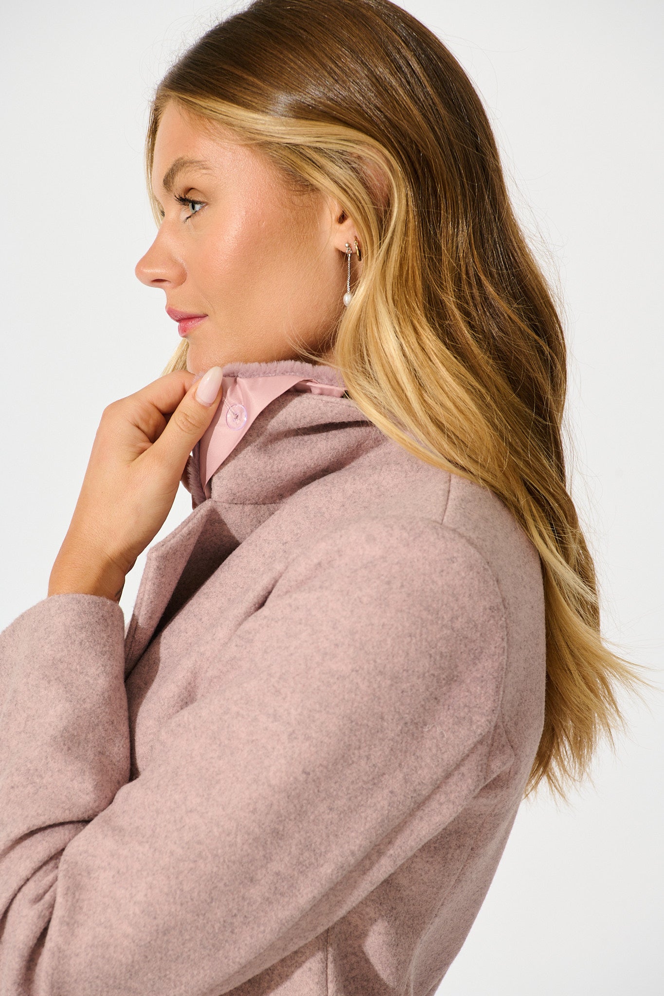 Aretha Coat in Pink Marle