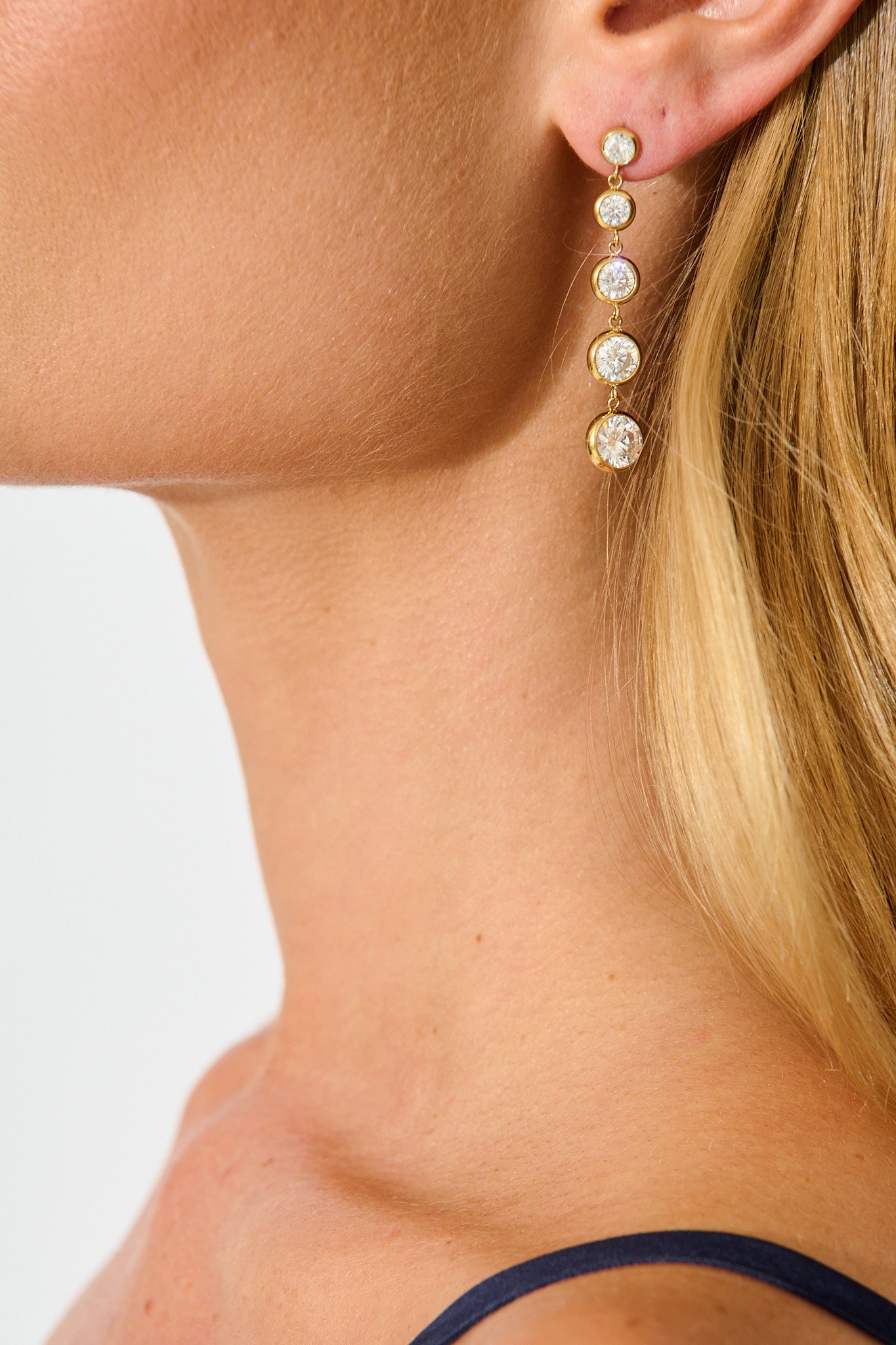 Sorella Drop Earrings in Gold with Cubic Zirconia