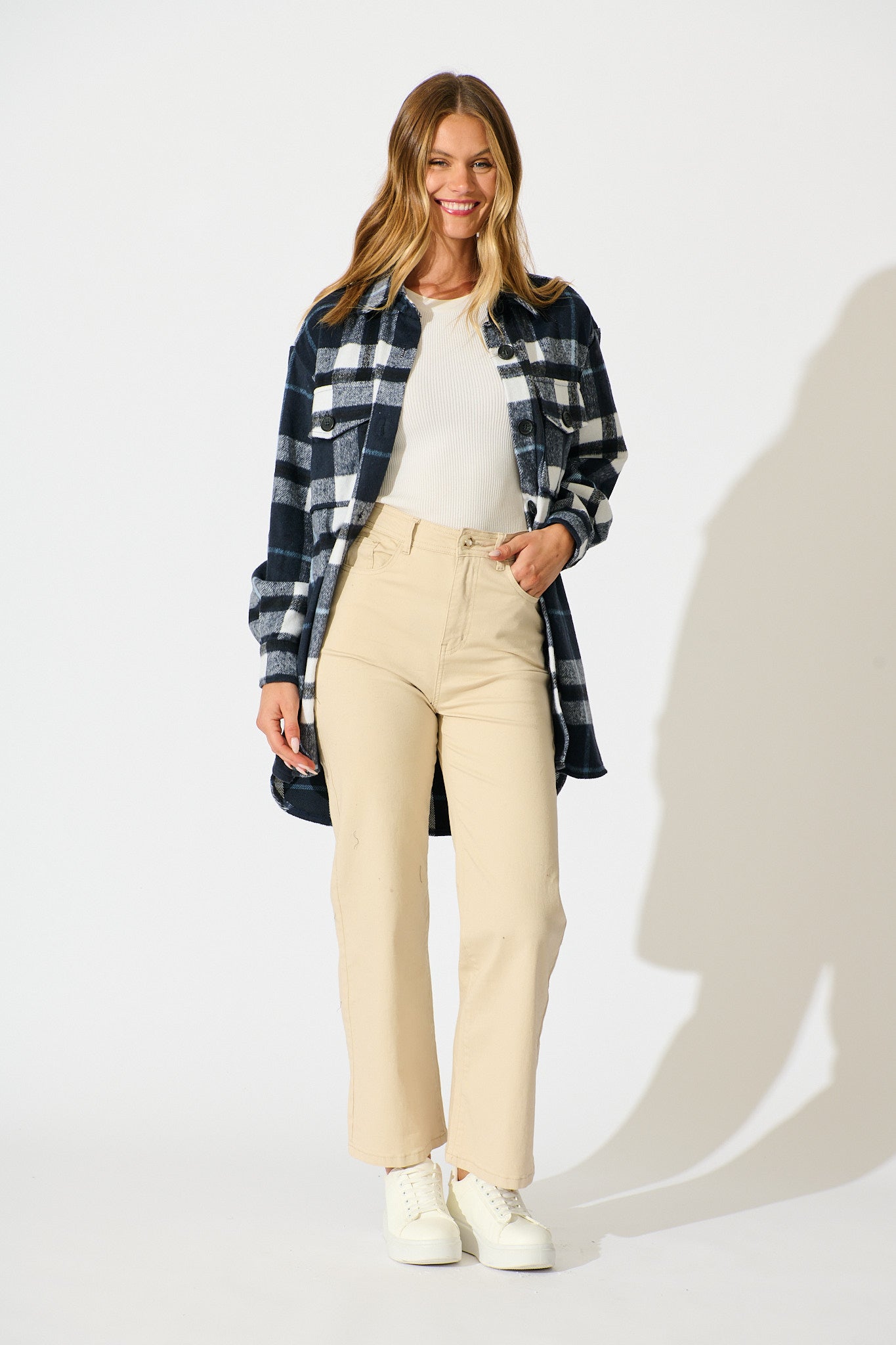 Ursula Shacket in Navy Check