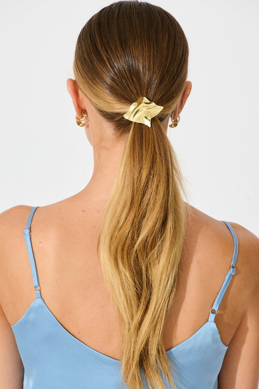 Terra Metal Ponytail Hair Tie in Gold