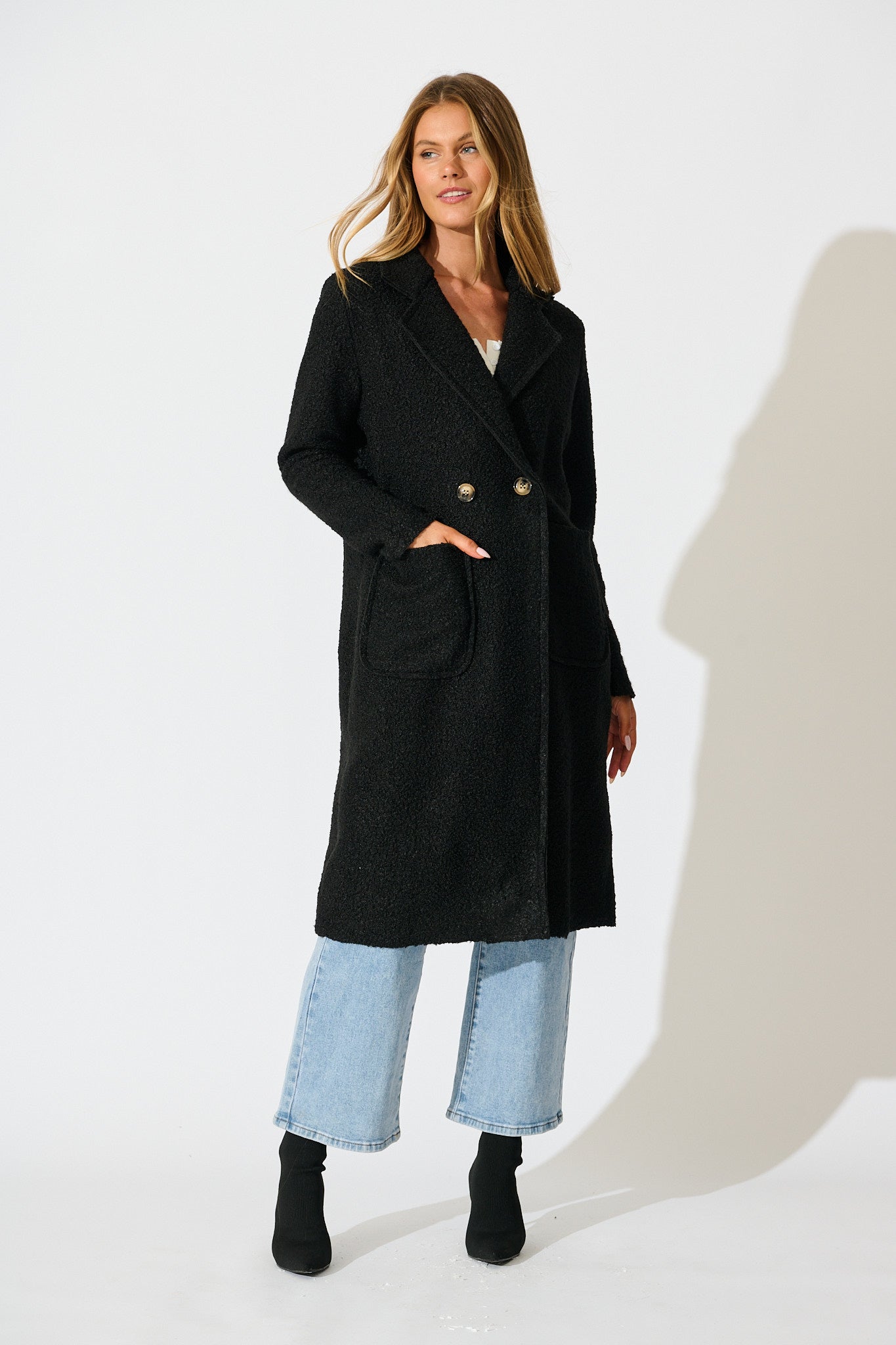 Wilma Coat in Black Boucle