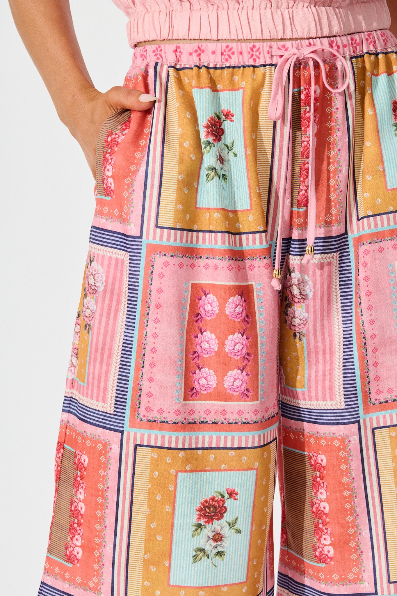 Wildflower Whisper Pant in Pink Multi Floral Tile Print