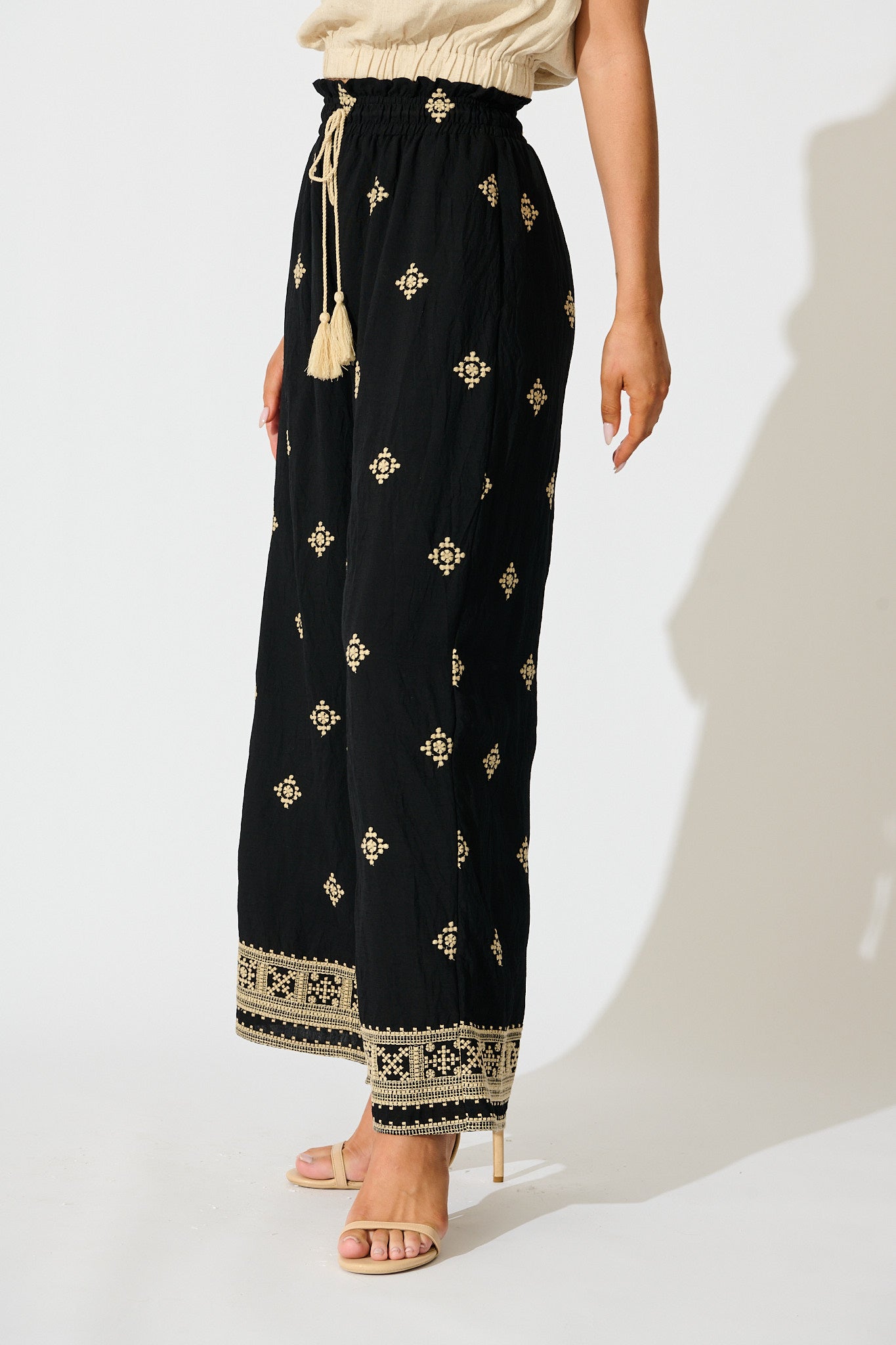Katana Pant in Black Embroidery