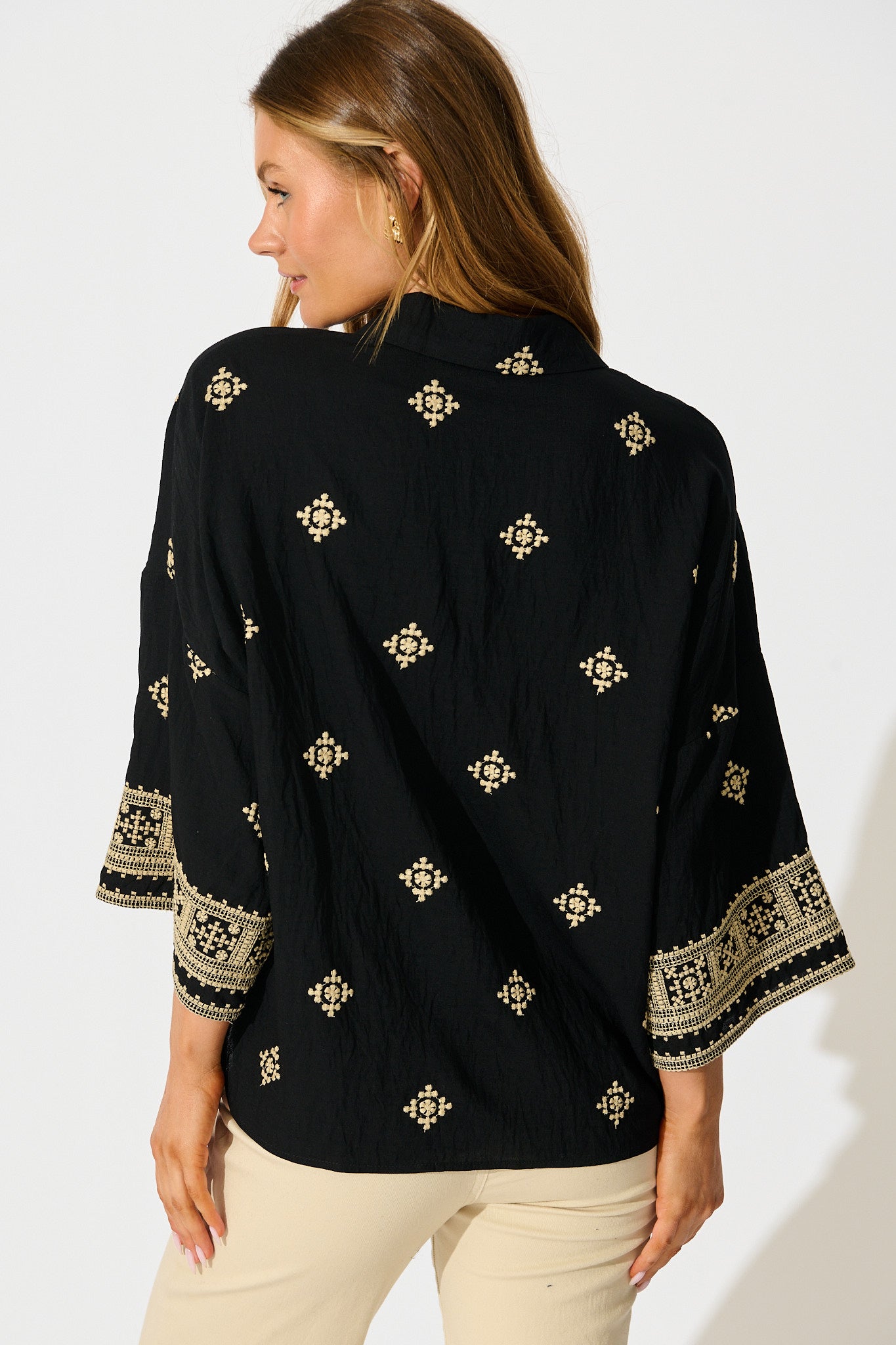 Sherrie Shirt in Black Embroidery