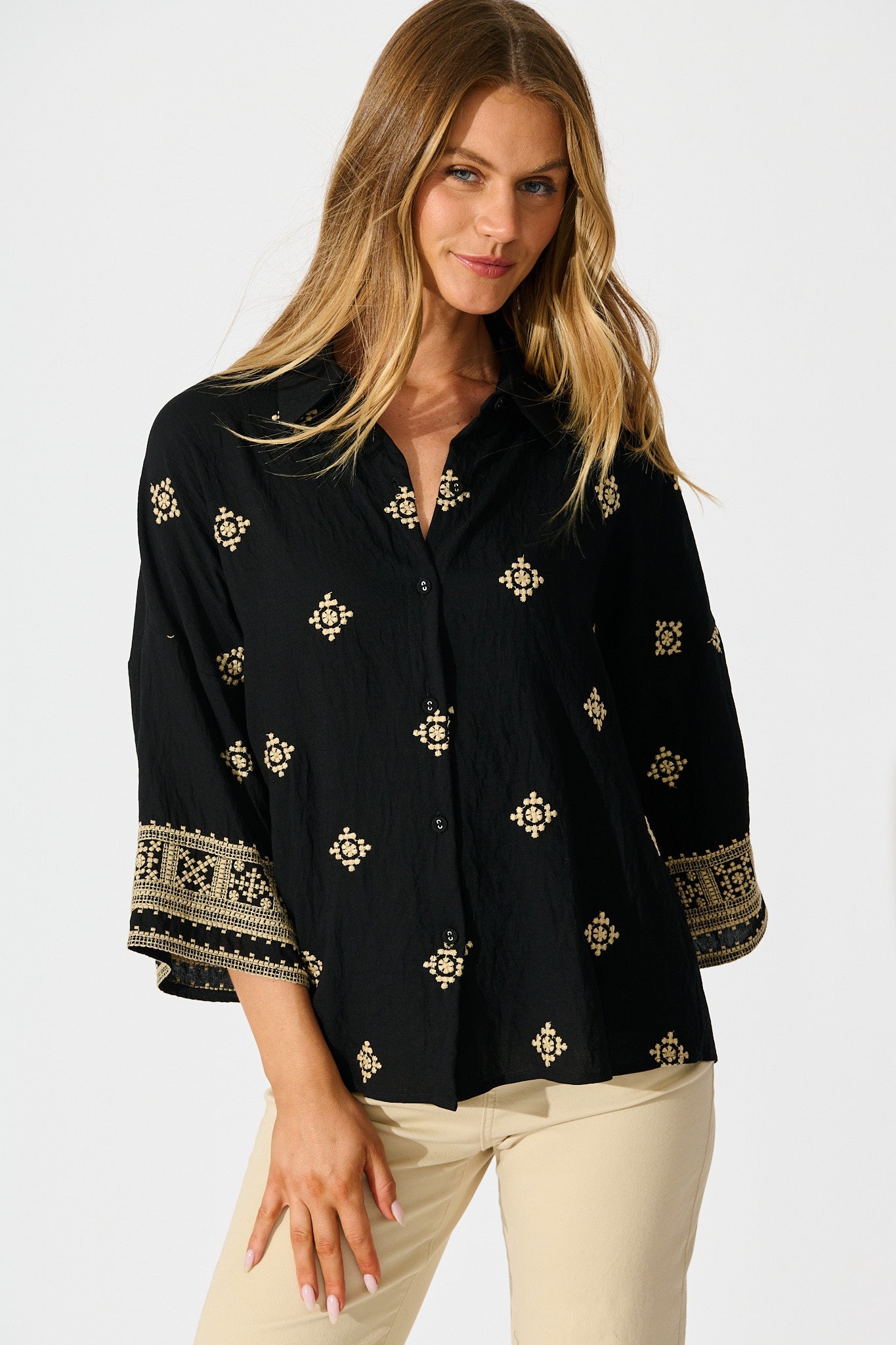 Sherrie Shirt in Black Embroidery