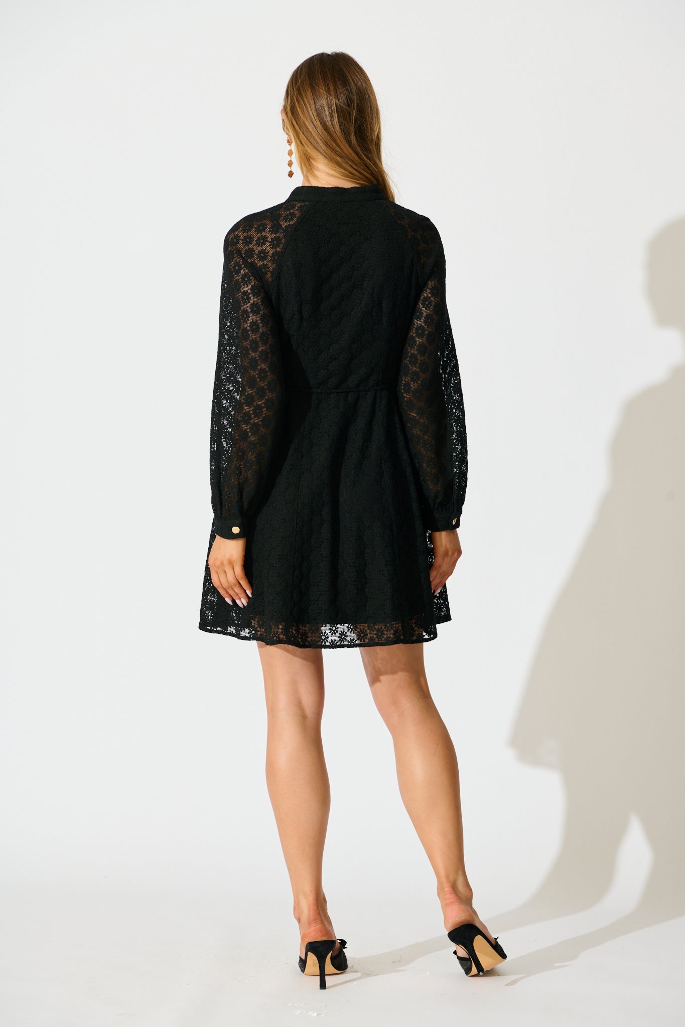 Rowena Dress in Black Lace Cotton Blend