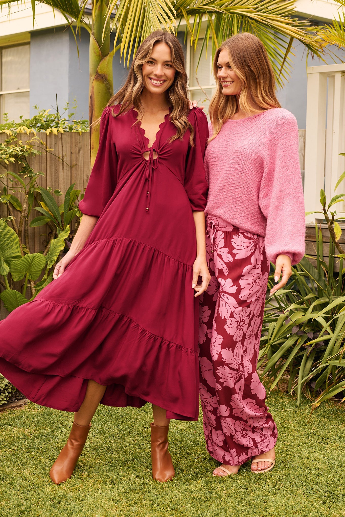 Zena Midi Dress in Wine