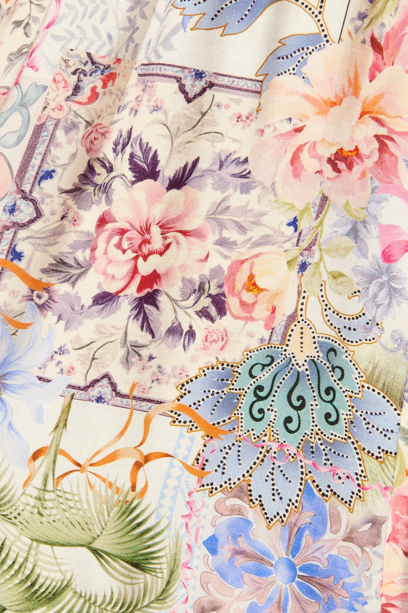 Connie Midi Dress in White with Multi Floral Print