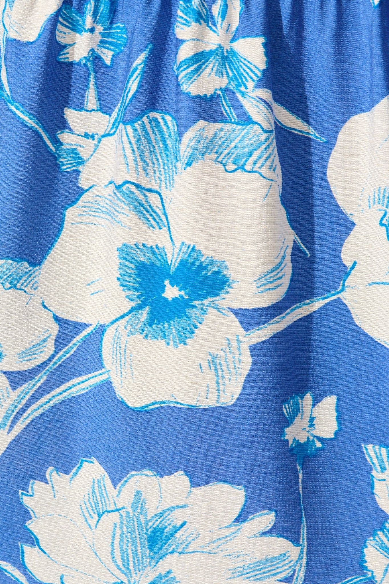 Belize Midi Dress in Blue with White Floral Linen Blend