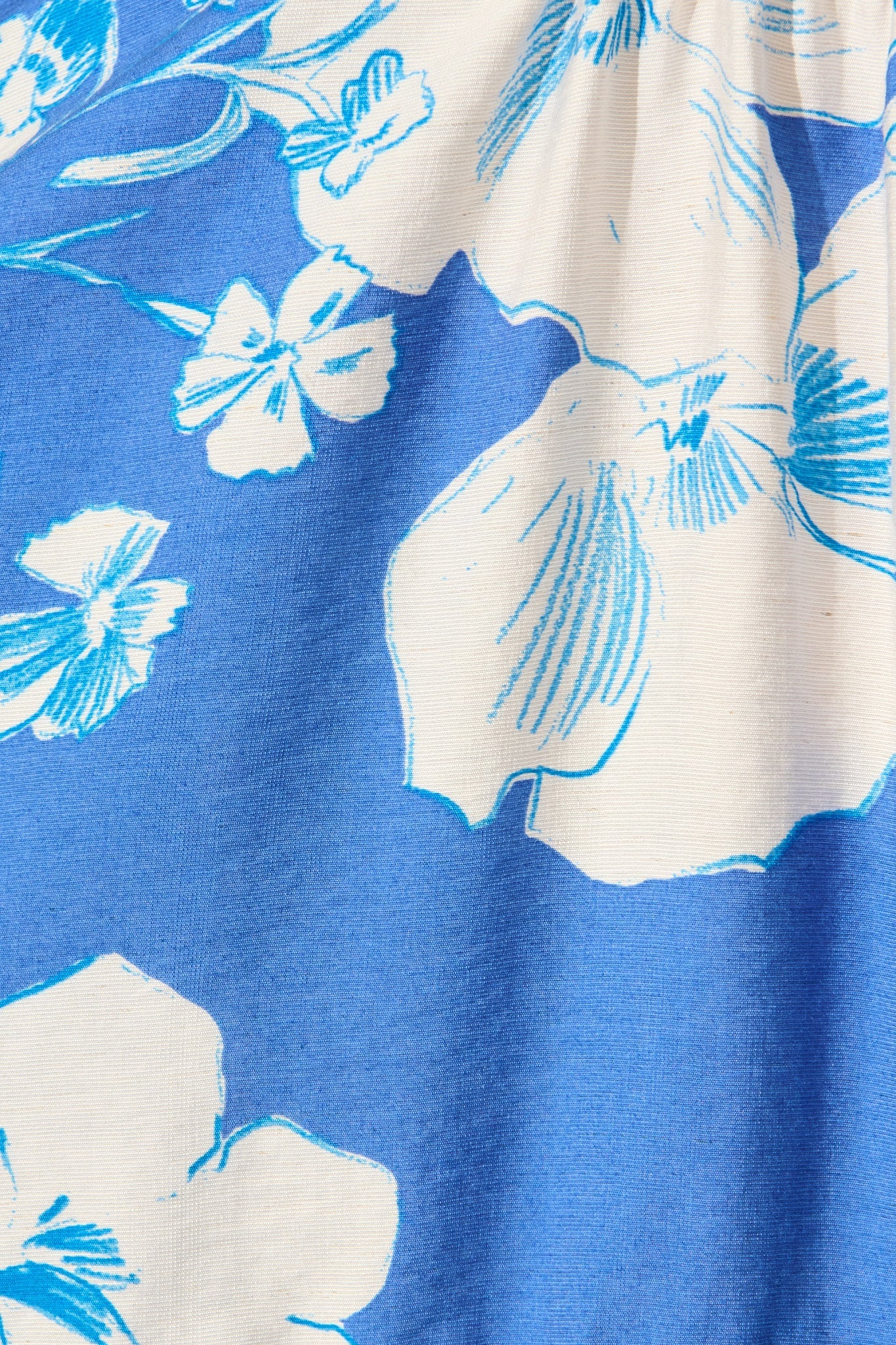 Emelyn Smock Dress in Blue with White Floral Linen Blend