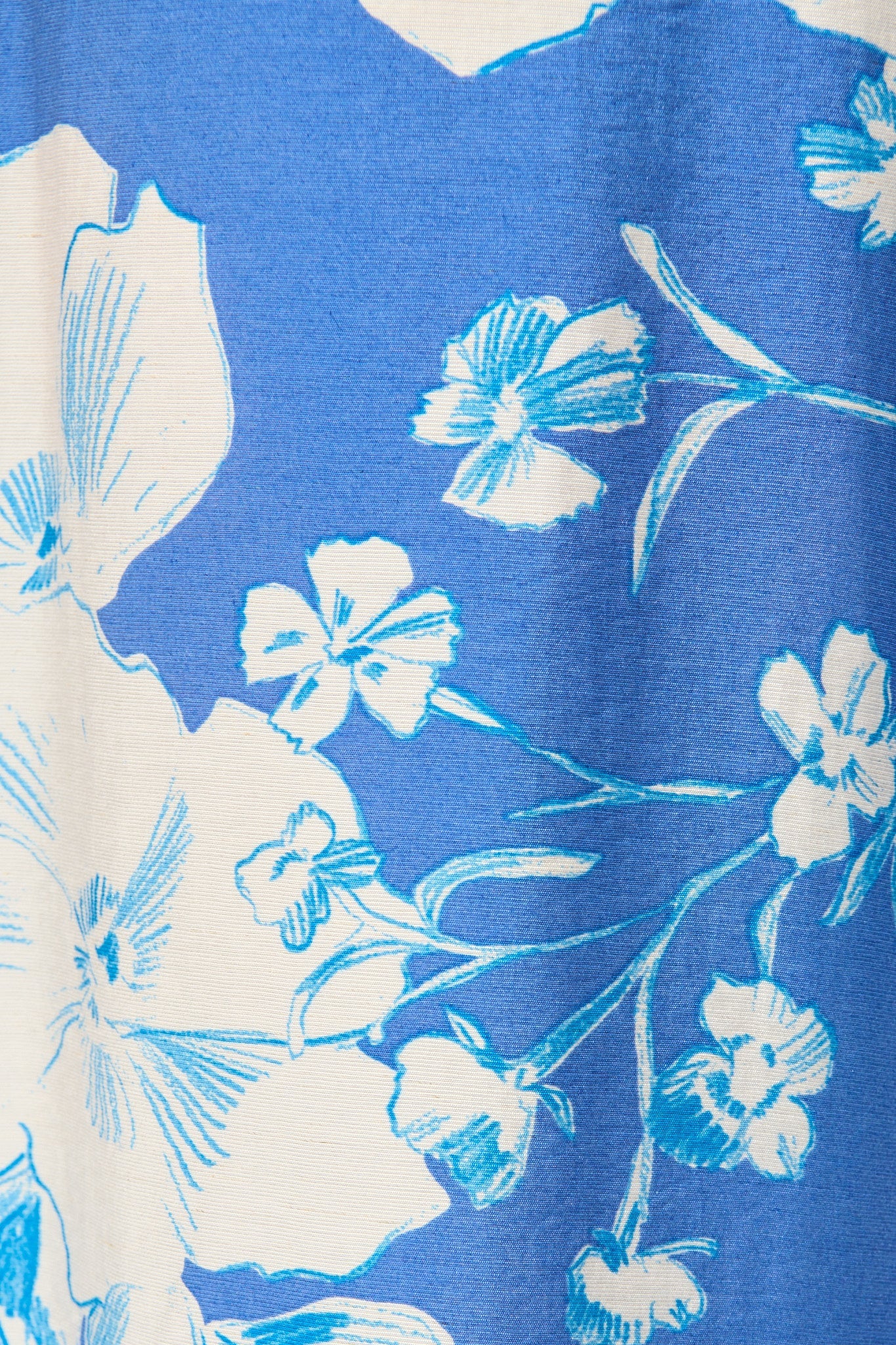 Octavia Pant in Blue with White Floral Linen Blend