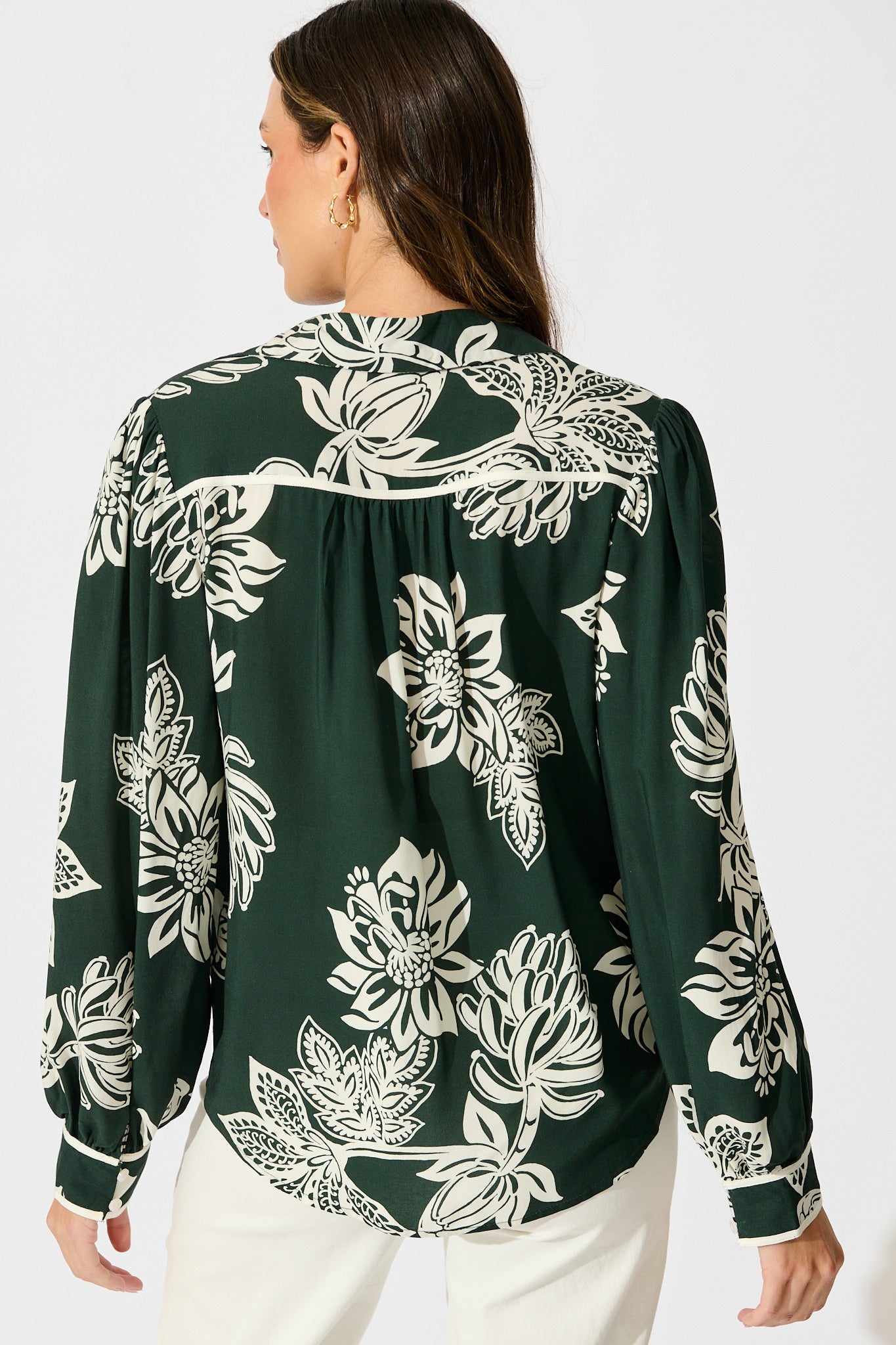 Spotlight Shirt in Emerald with White Floral