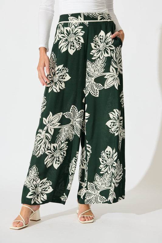 Confessions Pant in Emerald White Floral