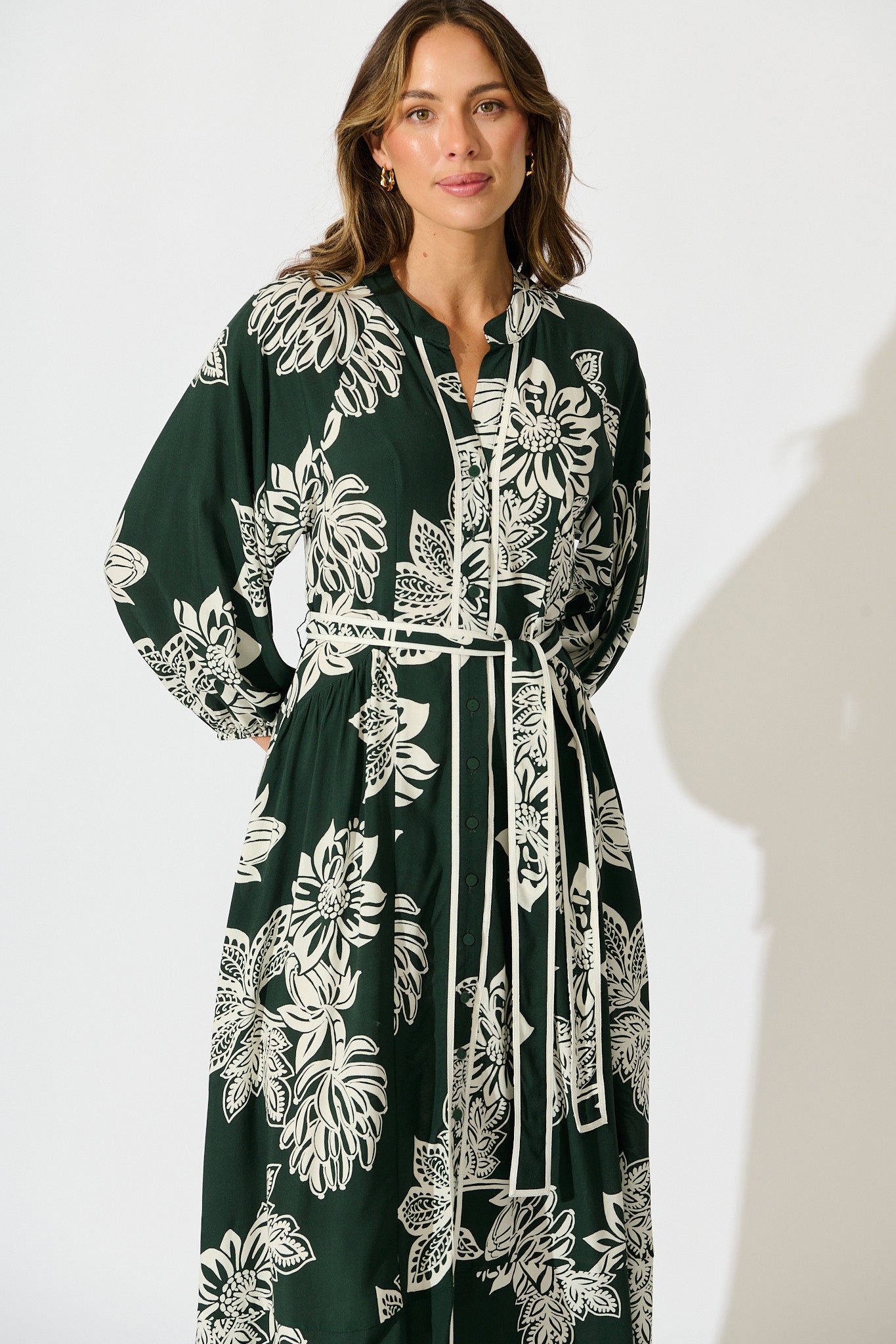 Spellbound Maxi Dress in Emerald White Floral