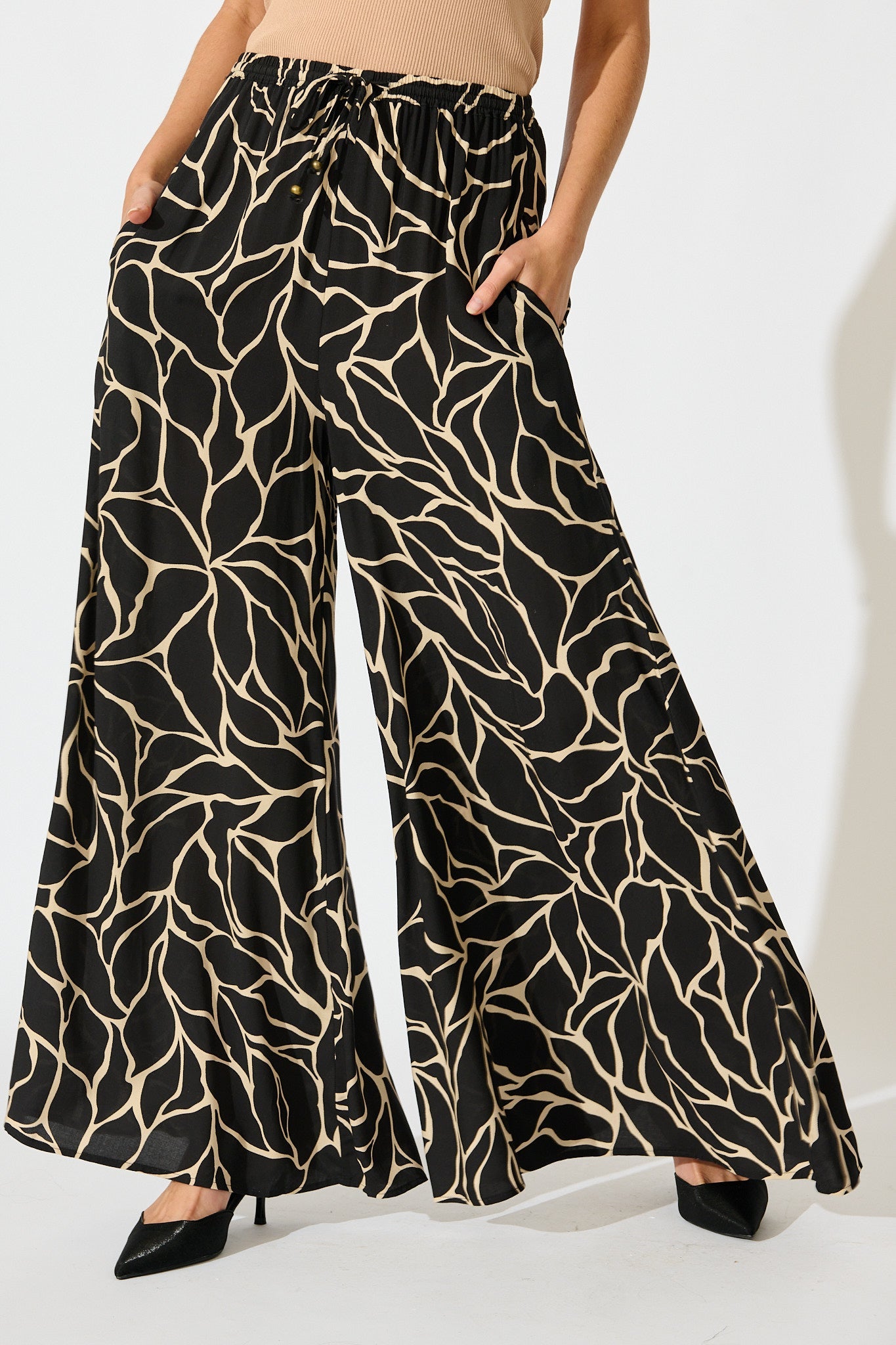 Lucia Pant In Black Geometric Print