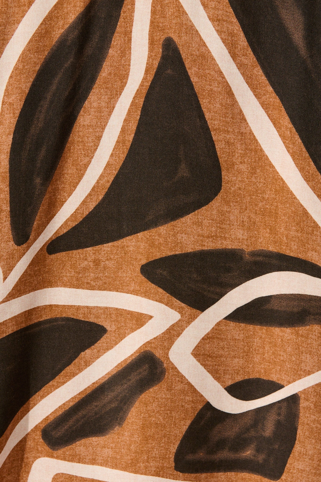 London Midi Smock Dress in Neutral Geometric Print