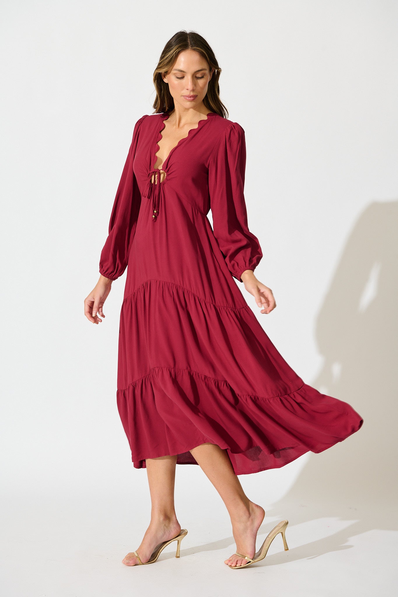 Zena Midi Dress in Wine