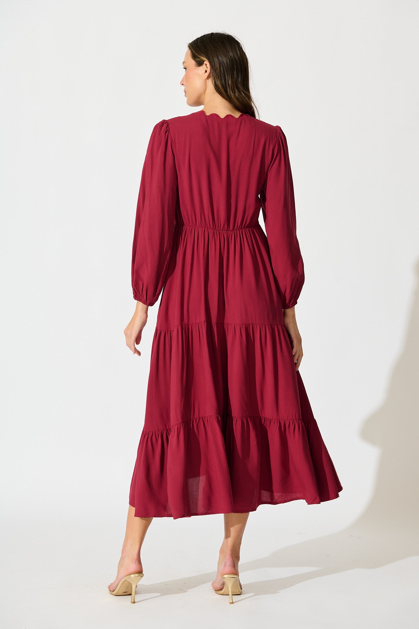 Zena Midi Dress in Wine