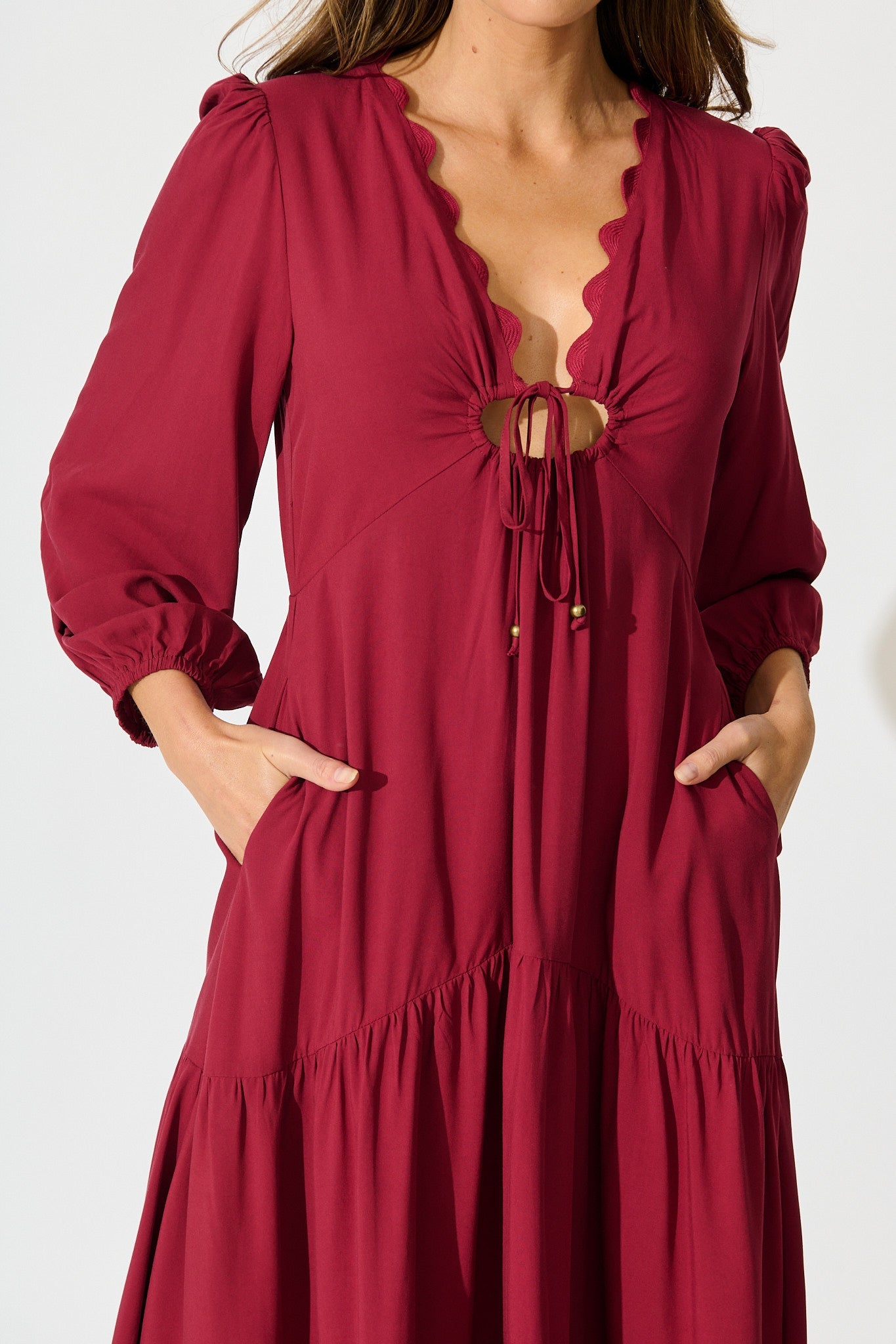 Zena Midi Dress in Wine