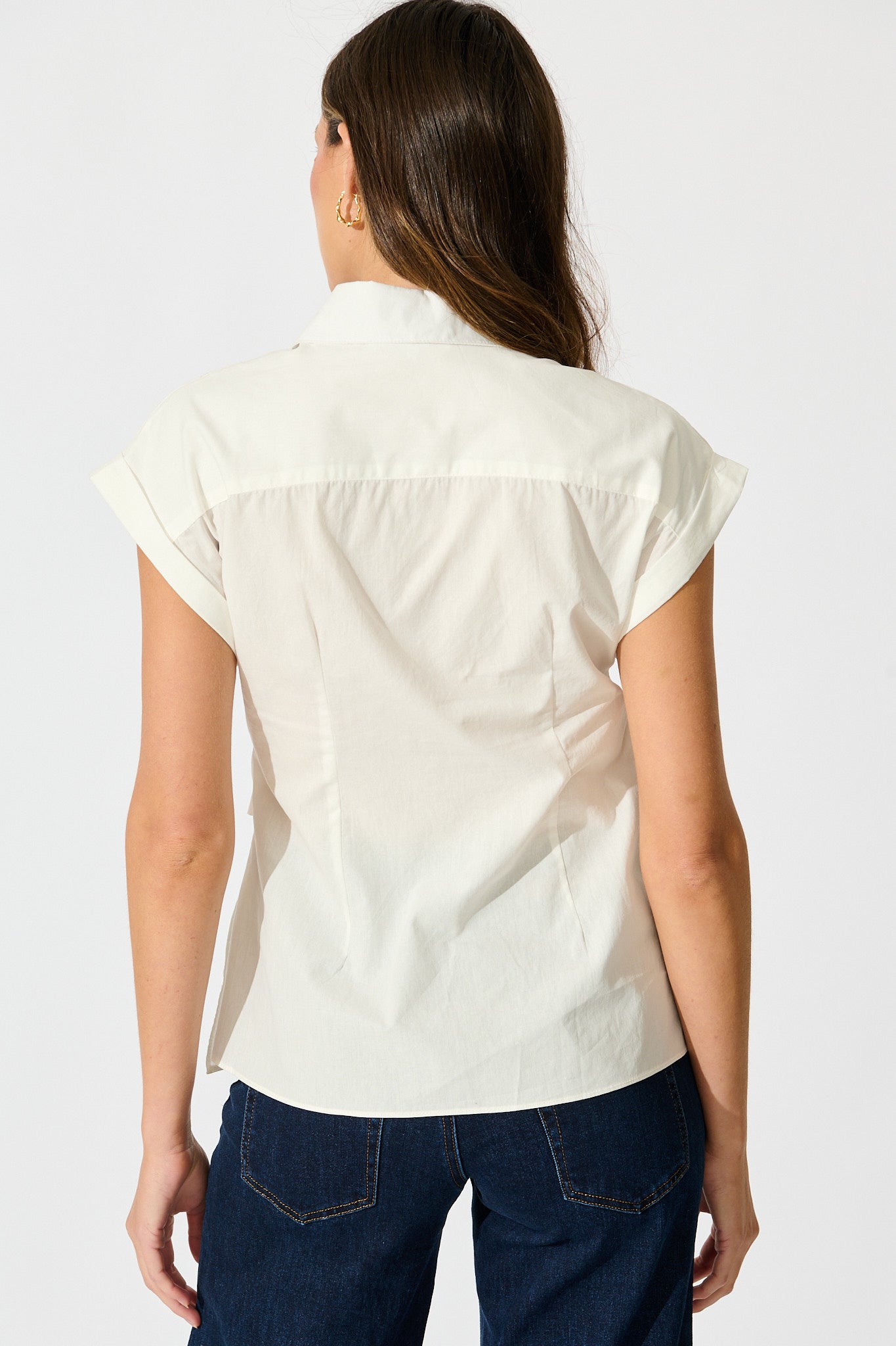 Structured Grace Top in White Cotton