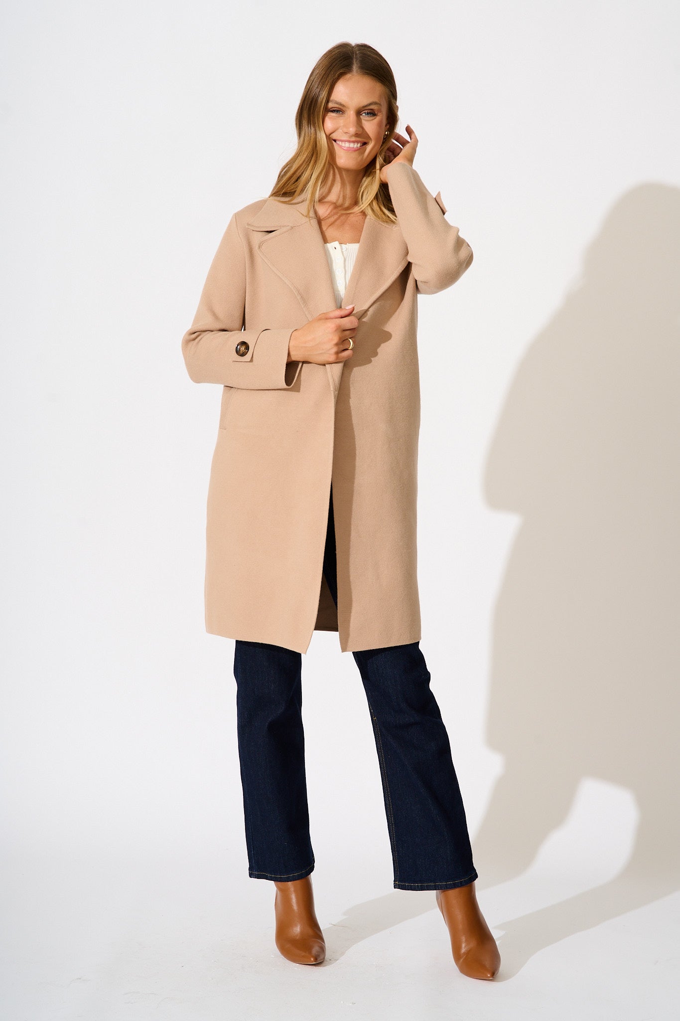 Luxe Knit Coat in Camel