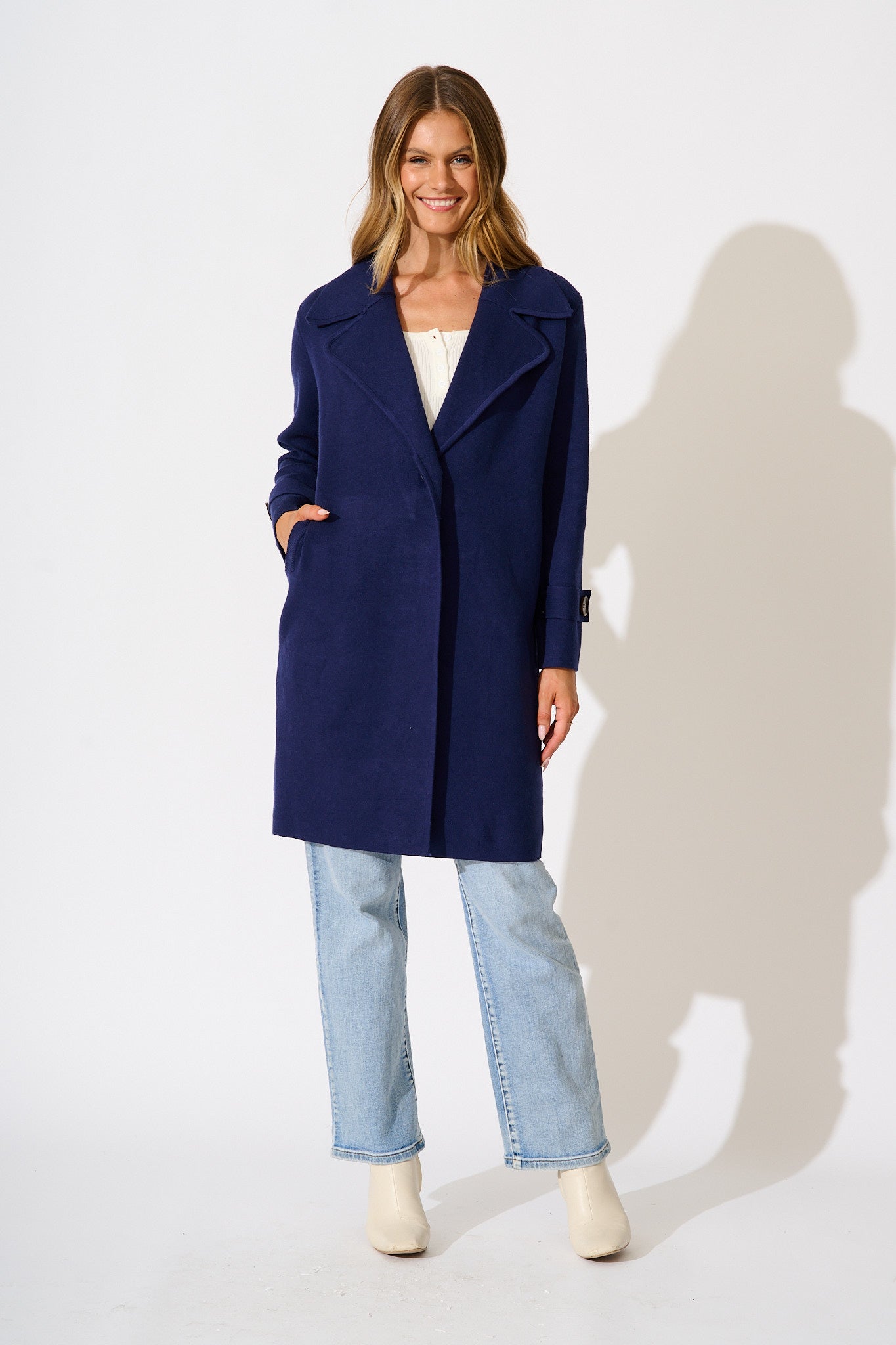Luxe Knit Coat in Navy