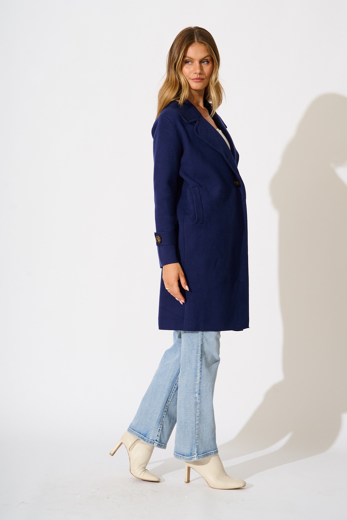 Luxe Knit Coat in Navy