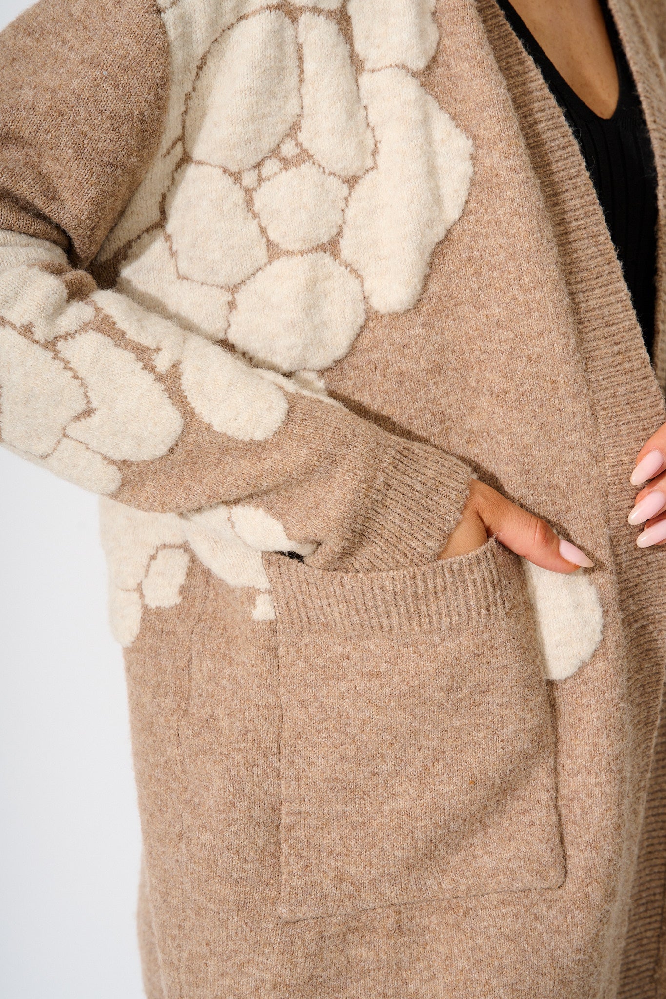 Pixie Knit Cardigan in Brown Floral Wool Blend