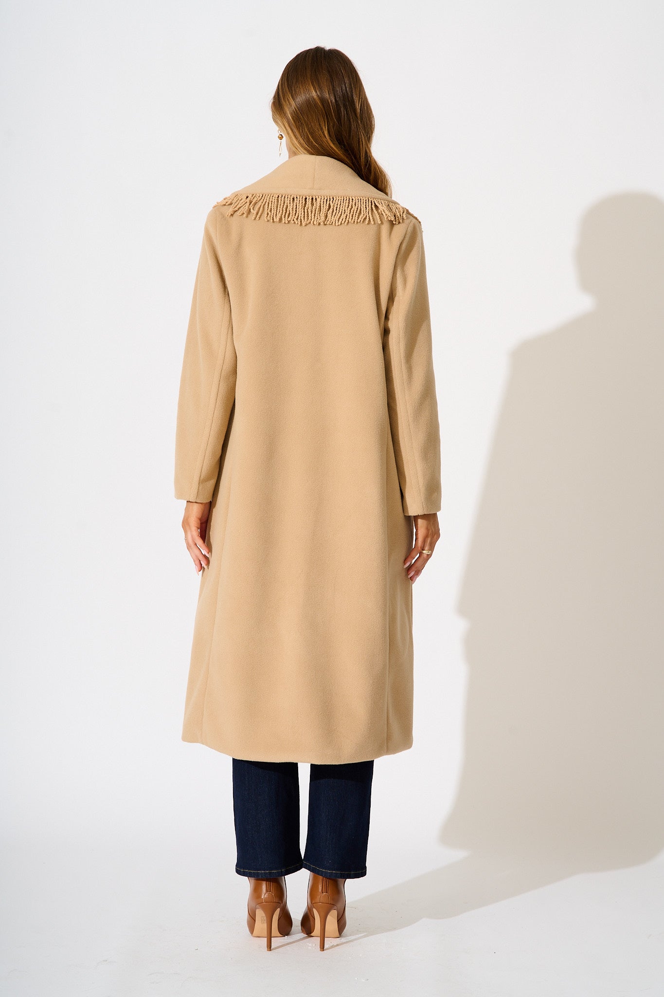 Fringe Fatale Coat in Camel