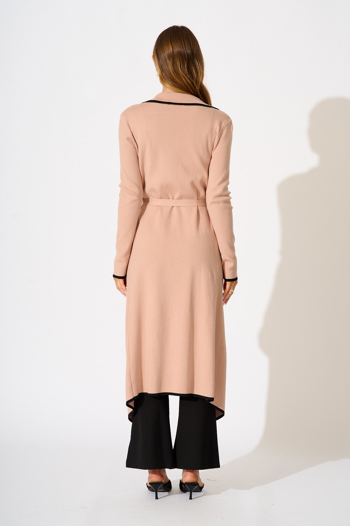 The Contrast Cameo Knit Cardigan in Beige