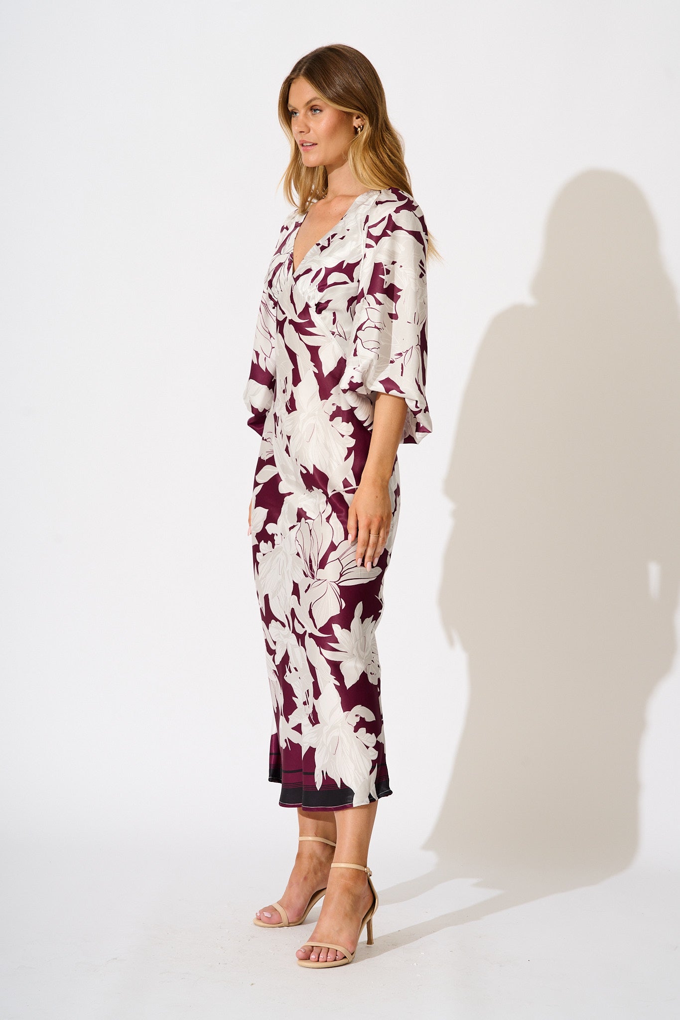 Petal Maxi Dress in Plum and White Floral