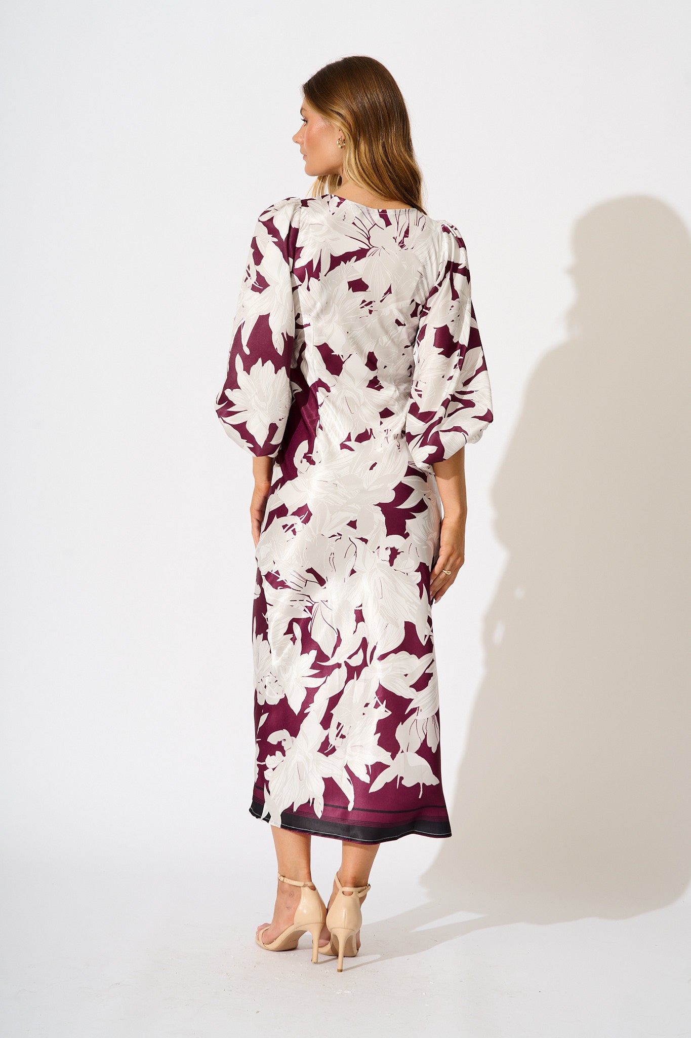 Petal Maxi Dress in Plum and White Floral
