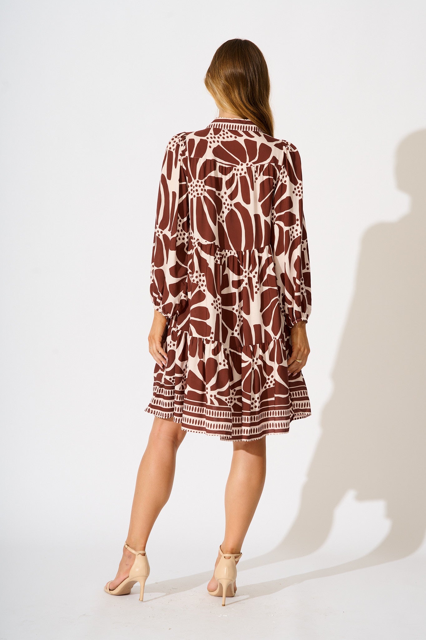 Felicity Shirt Dress in Wine and Cream Floral