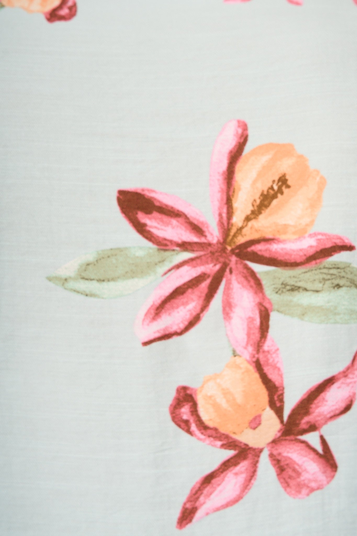 Hallie Top in Pale Blue with Pink Floral Print