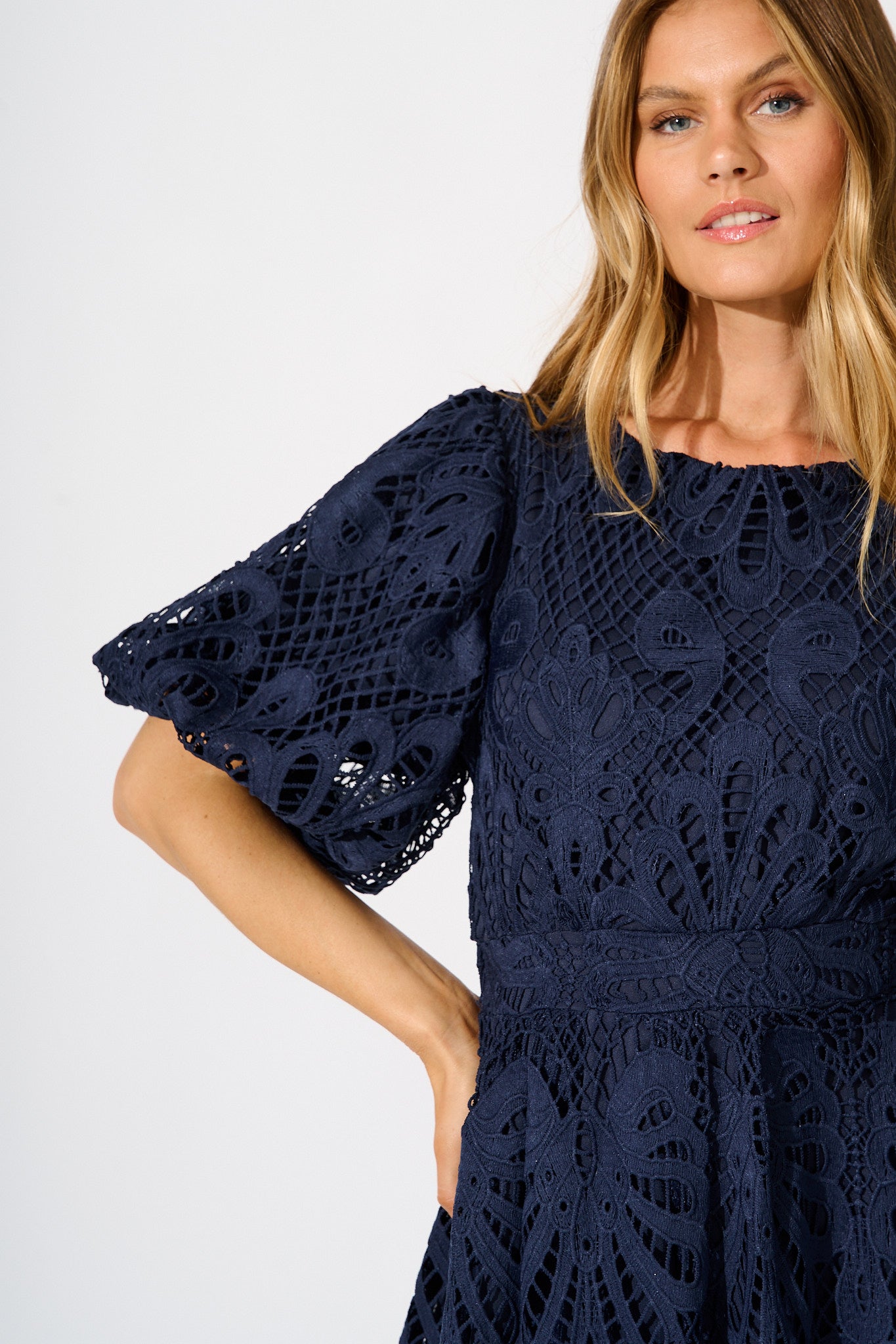 Seraphina Lace Dress in Navy