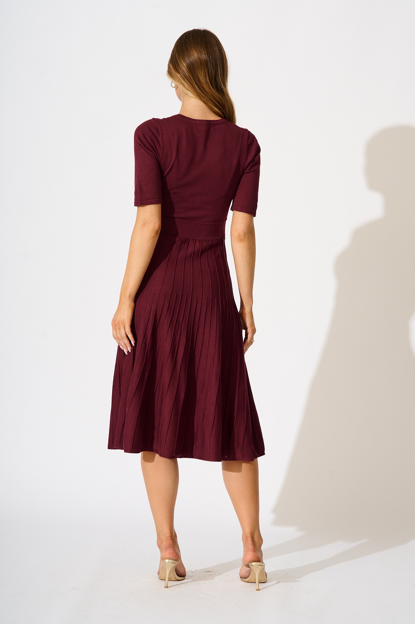 Selma Midi Knit Dress in Wine