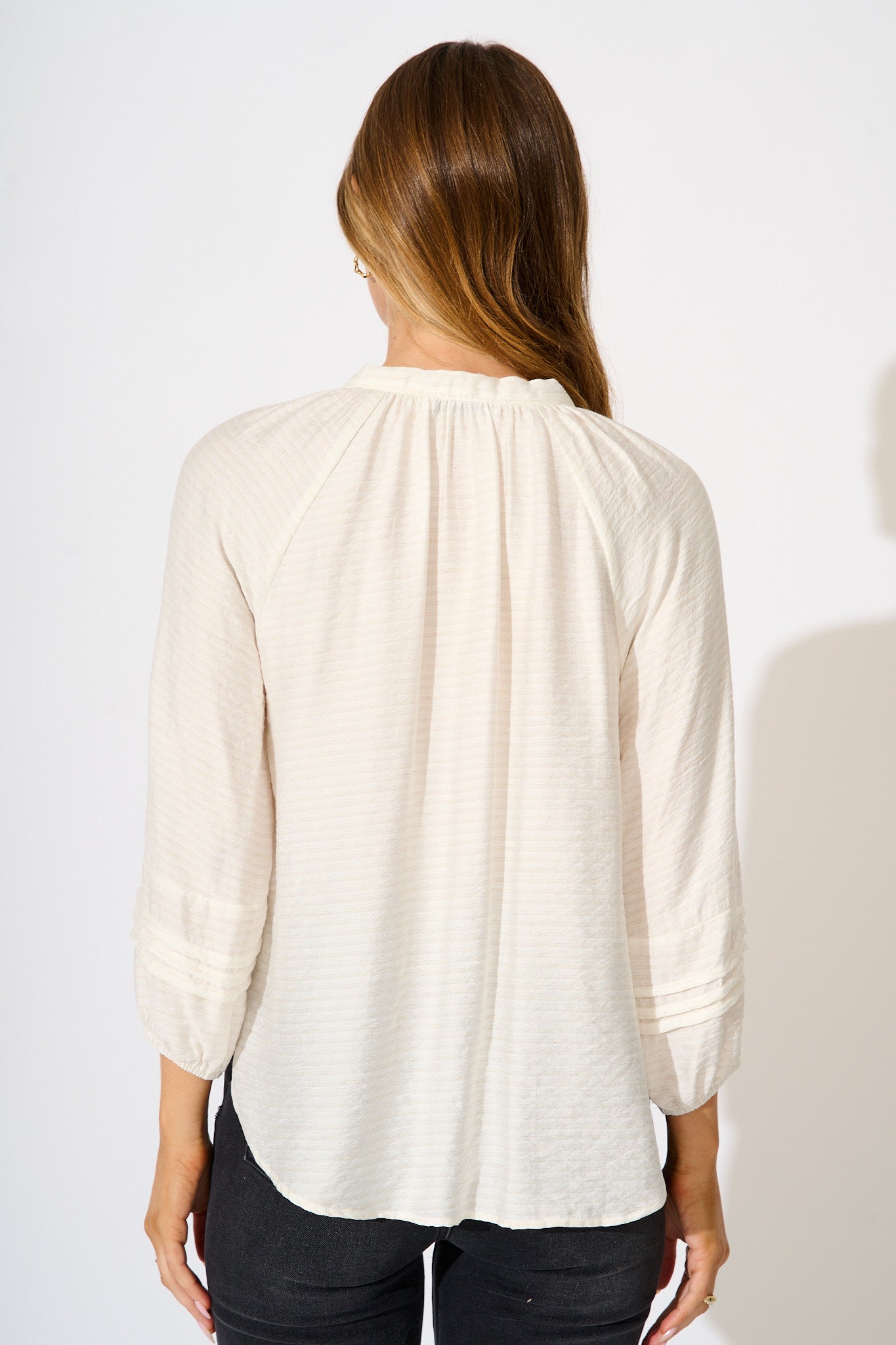 Taleena Top in White Linen Blend