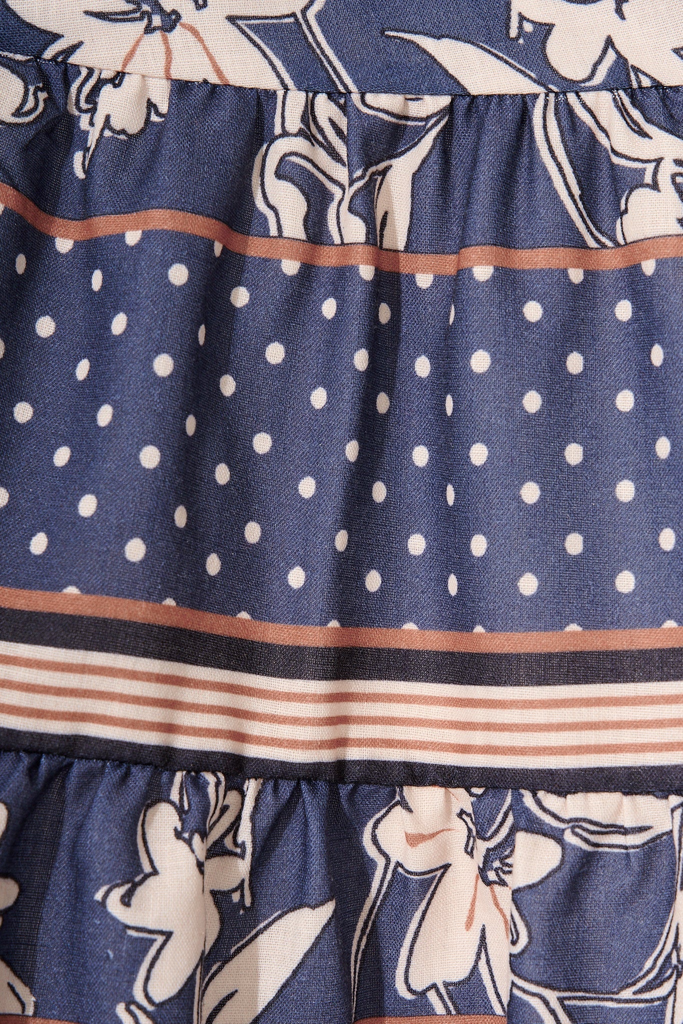 Torie Dress in Navy with Cream Floral Linen Blend