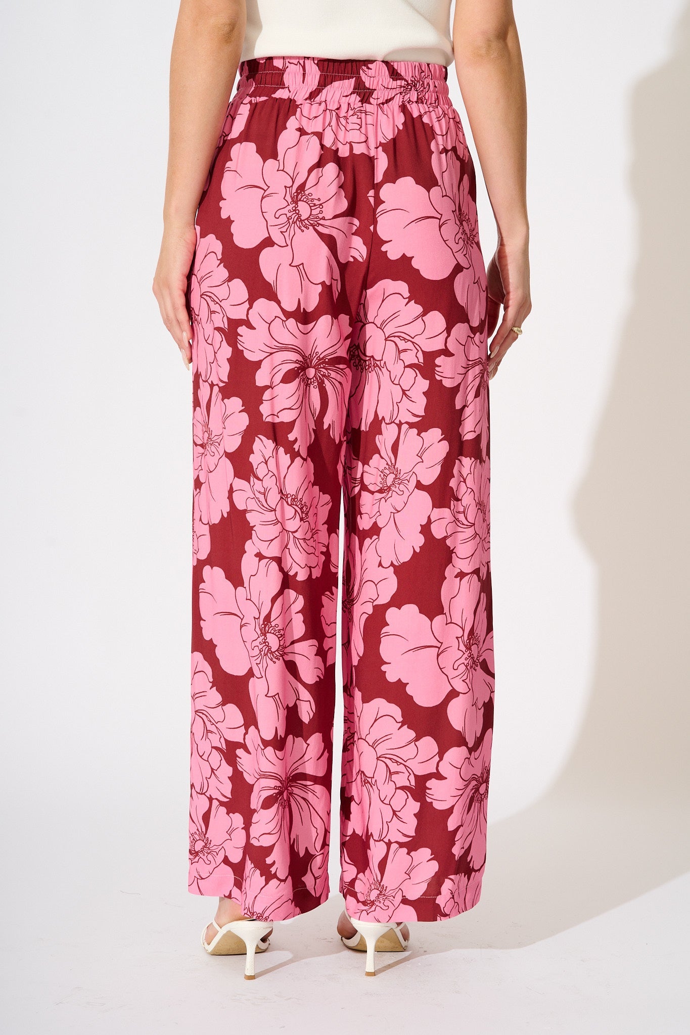 Dreamy Pant in Wine with Pink Floral