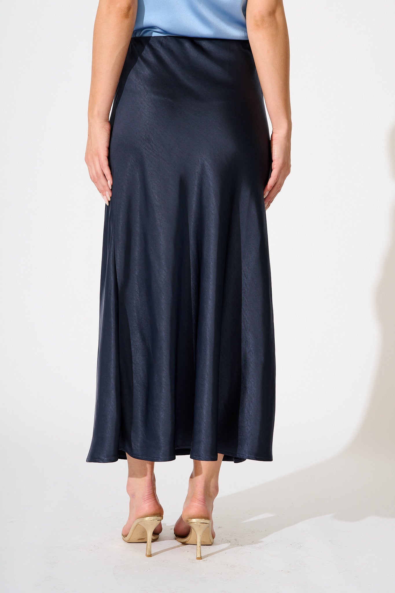 Reminisce Maxi Skirt in Navy Satin