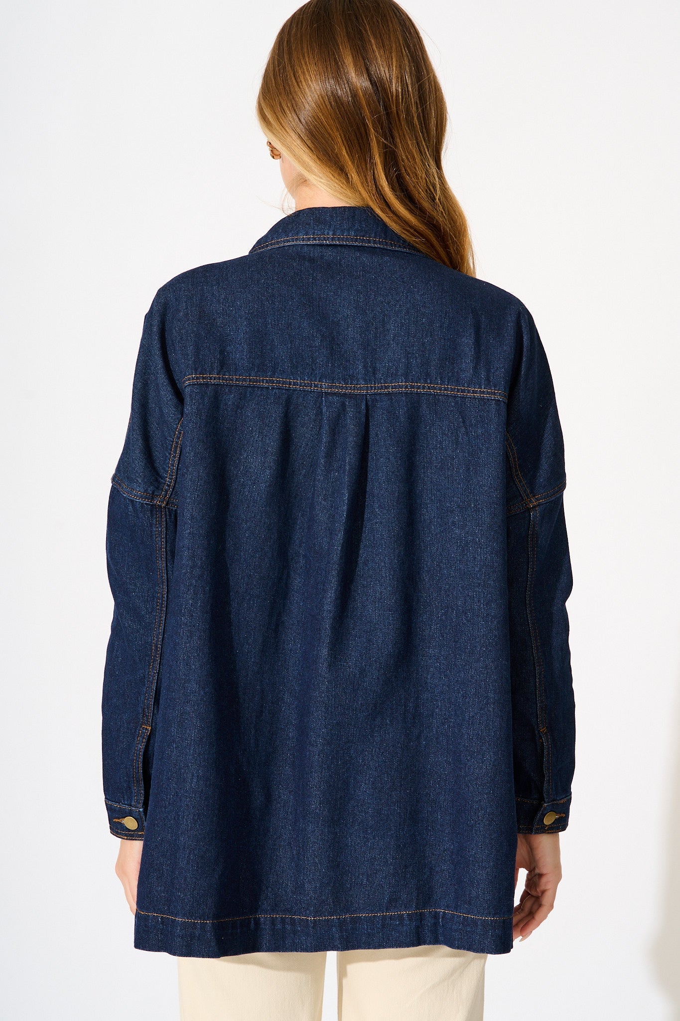 Katya Shacket in Dark Blue Denim