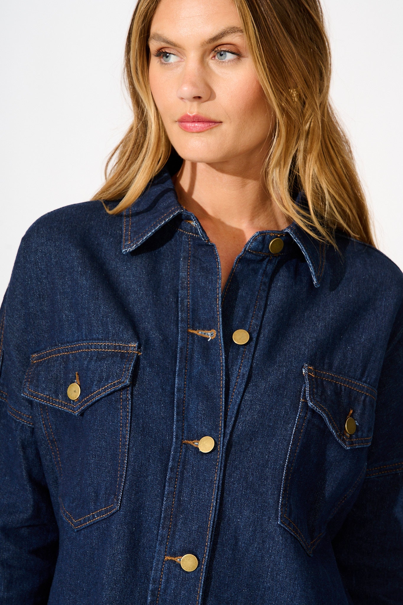 Katya Shacket in Dark Blue Denim