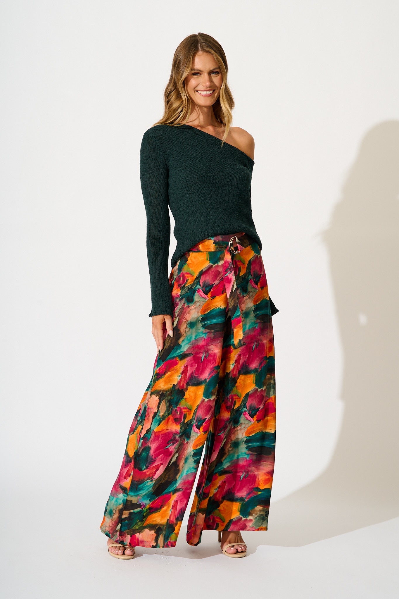 Nerida Off Shoulder Knit Top in Emerald