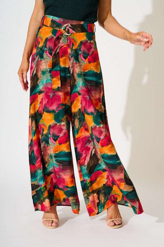 Jewel Mist Pant in Multi Watercolour Print