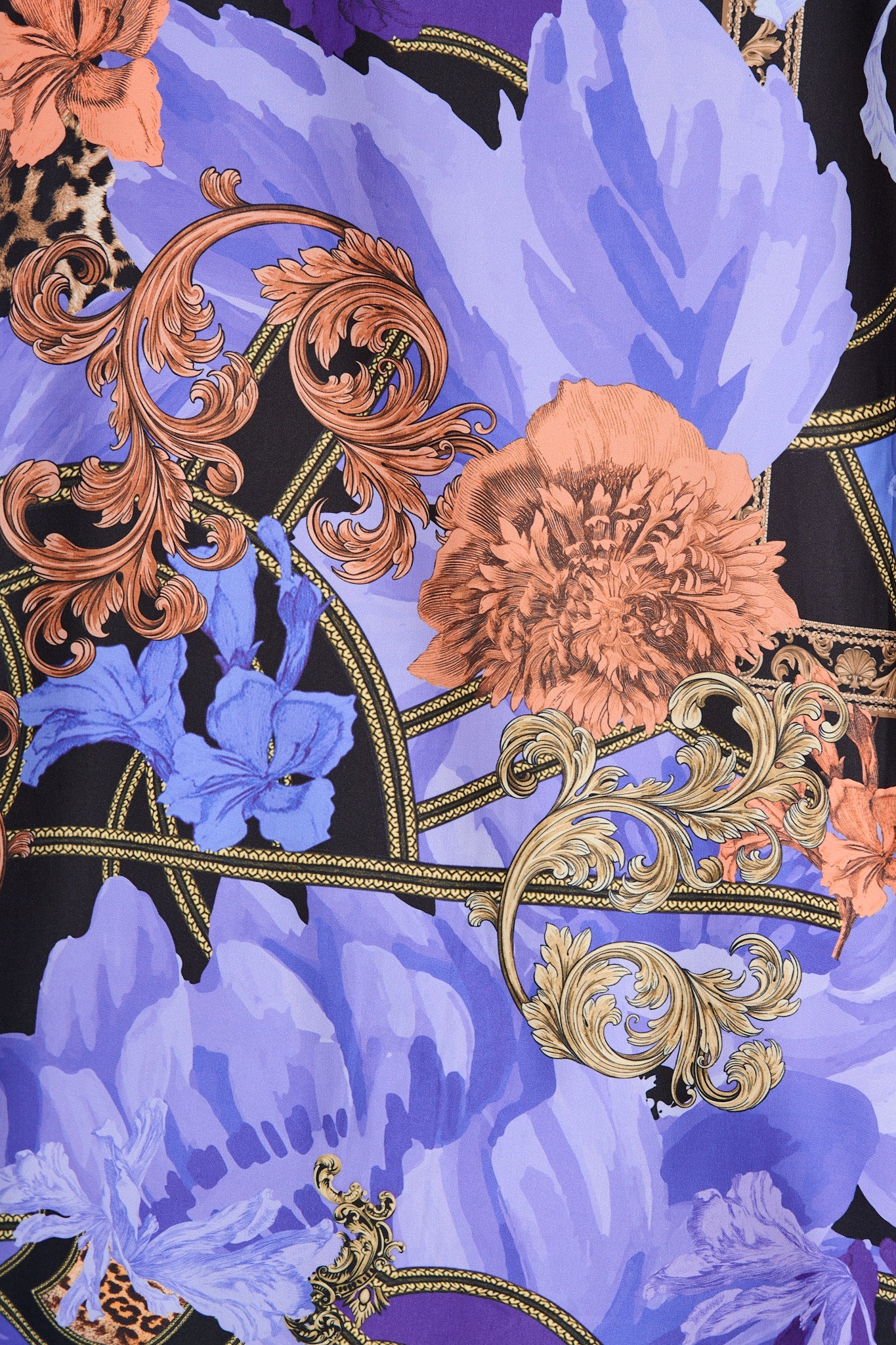 Twilight Peony Shirt in Blue with Multi Satin