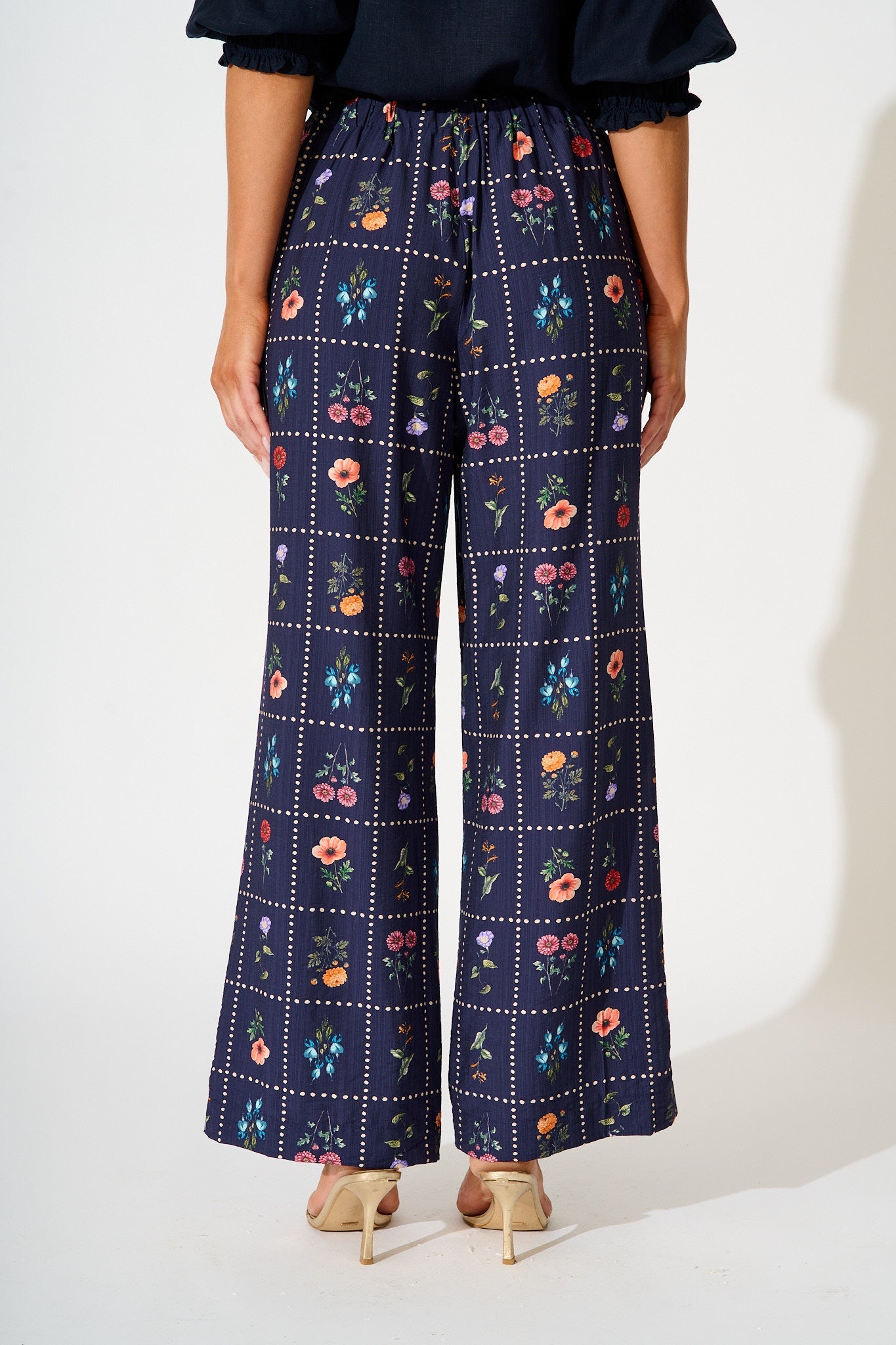 Garden Frame Pant in Navy with Multi Floral